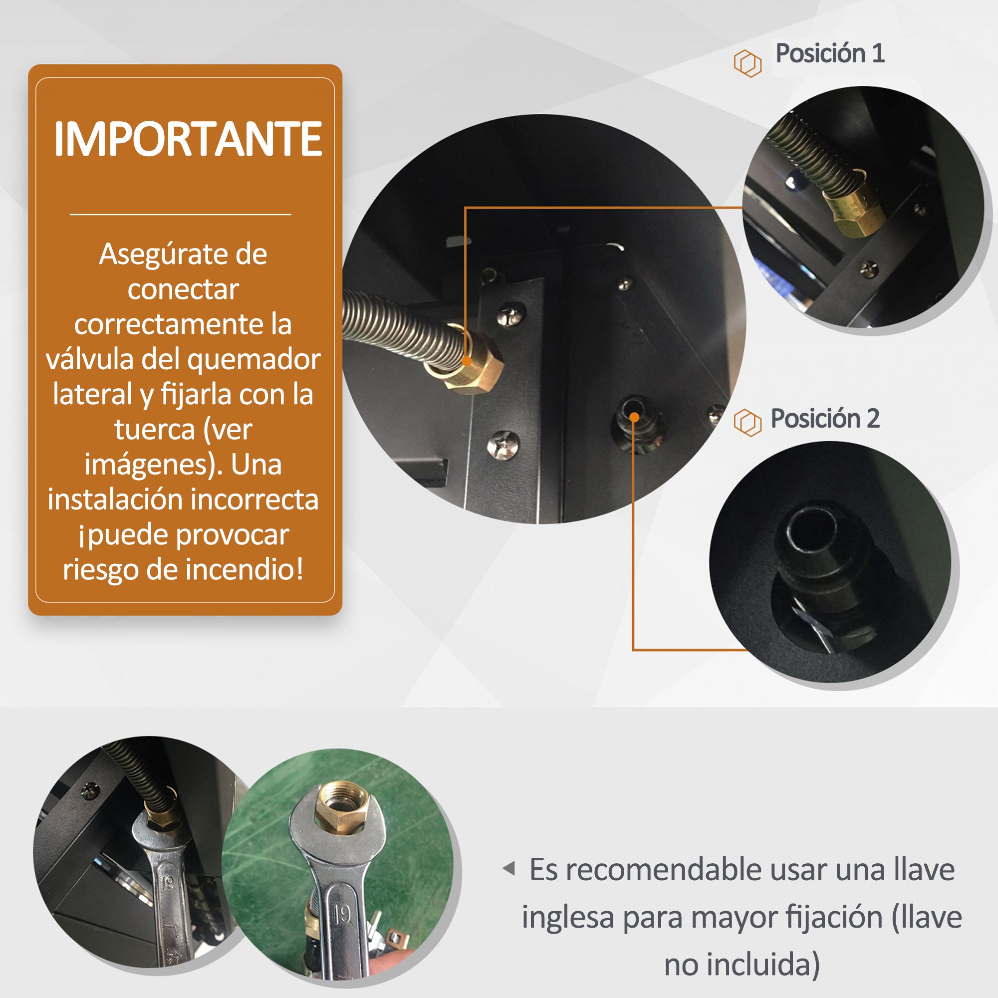 Outsunny Barbacoa de Gas con 4+1 Quemadores 15,2 KW Parilla de Gas BBQ de Acero con Termómetro 2 Mesas Laterales Armario de 2 Puertas y Ruedas con Frenos 118x55x113 cm Plata
