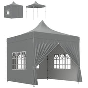 Outsunny Carpa Plegable Pop-up Gazebo 3x3 m Cenador Plegable con 4 Paredes Laterales Anti-UV Altura Ajustable Marco Metálico Robusta y Bolsa de Transporte para Camping Fiestas Gris