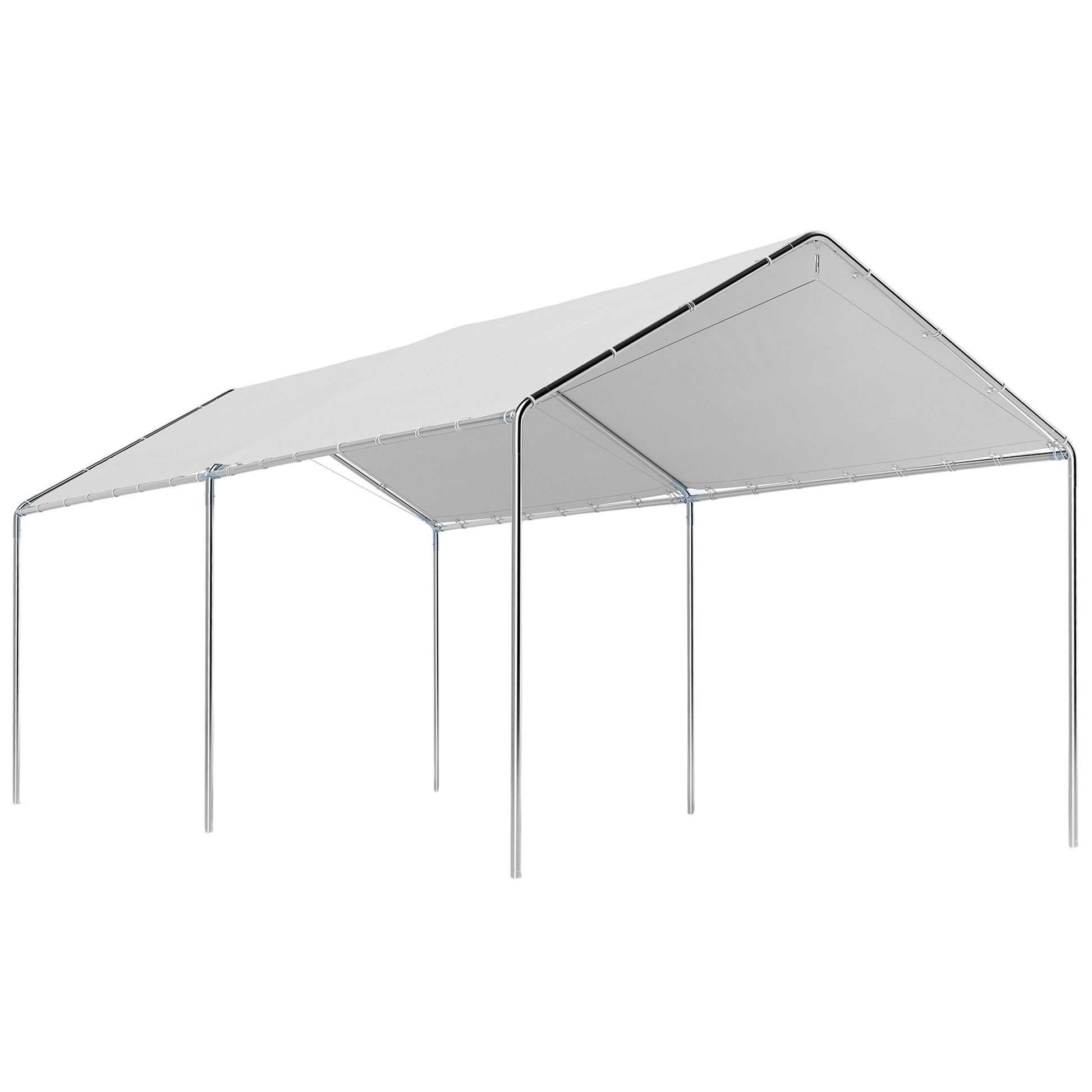 Outsunny Carpa Garaje para Coche 3x6 m, Cochera Exterior Portátil con Marco de Acero Galvanizado, Impermeable, Anti-UV, Pabellón Gazebo de Jardín con Accesorios, para Eventos, Fiestas, Blanco