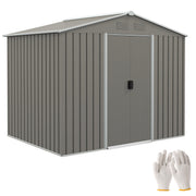 Outsunny Caseta de Jardín Exterior 3,6 m² 236x174x190 cm Cobertizo de Jardín Exterior con 2 Puertas Correderas Techo Inclinado y 4 Ventanas para Patio Terraza Gris Claro