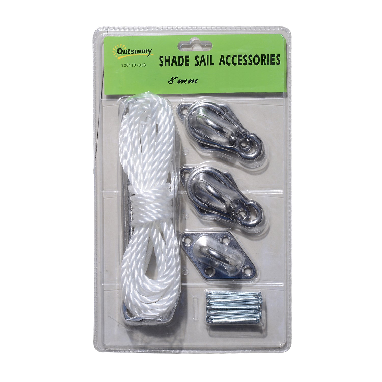 Outsunny Toldos Accesorios para Toldo Vela Cuerda Gancho Conjunto Fijacion de Acero Inoxidable