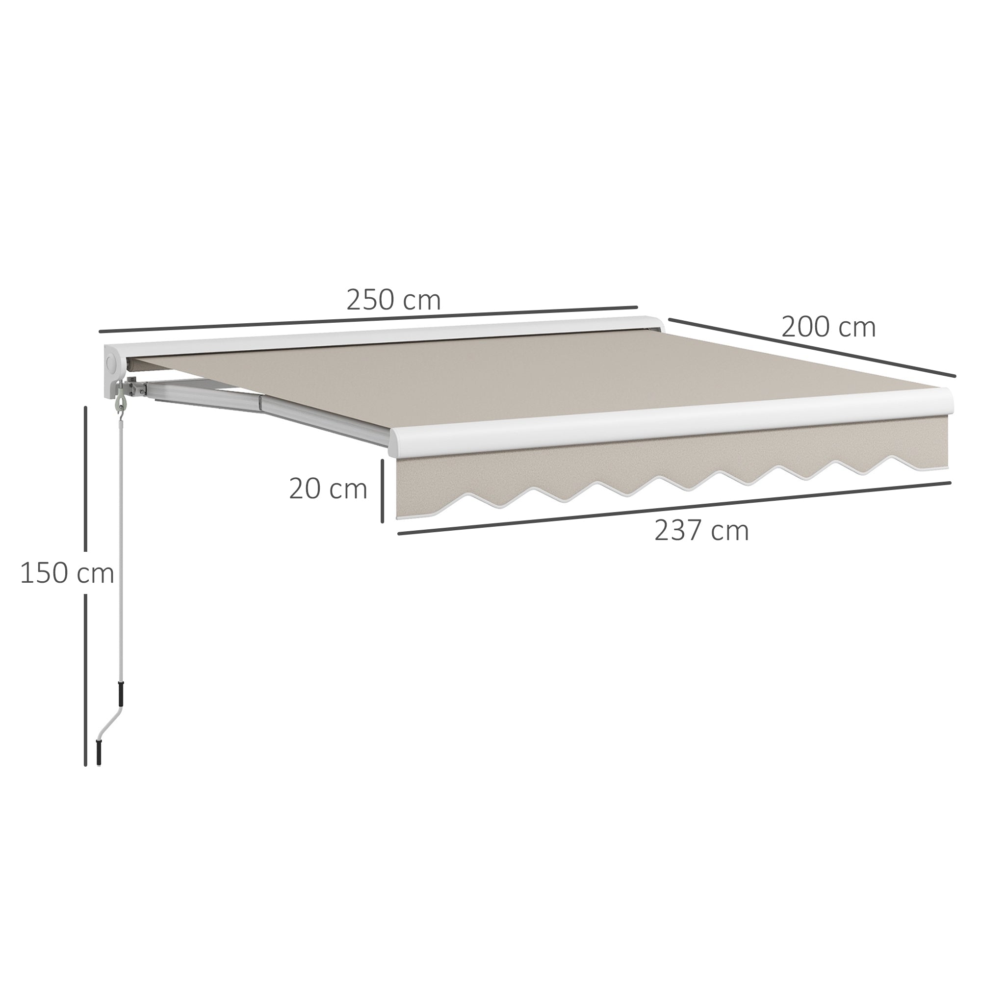 Outsunny Toldo Retráctil Eléctrico o Manual 250x200 cm Toldo Portátil Toldo para Balcón con Mando a Distancia Manivela Manual y Marco de Aluminio para Ventana Puerta Terraza Patio Crema