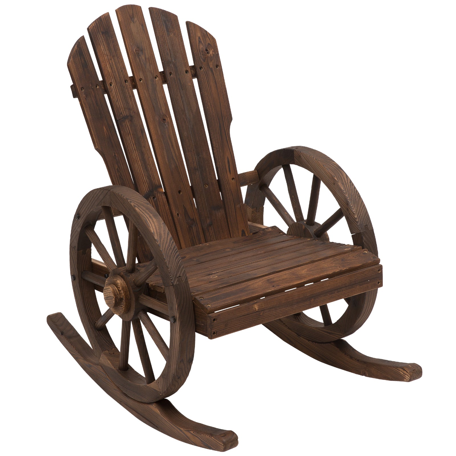 Outsunny Mecedora Rústica de Madera Maciza para Exteriores Sillón Balancín de Terraza o Jardín 88x68x92 cm Color Madera Envejecida