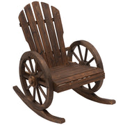 Outsunny Mecedora Rústica de Madera Maciza para Exteriores Sillón Balancín de Terraza o Jardín 88x68x92 cm Color Madera Envejecida