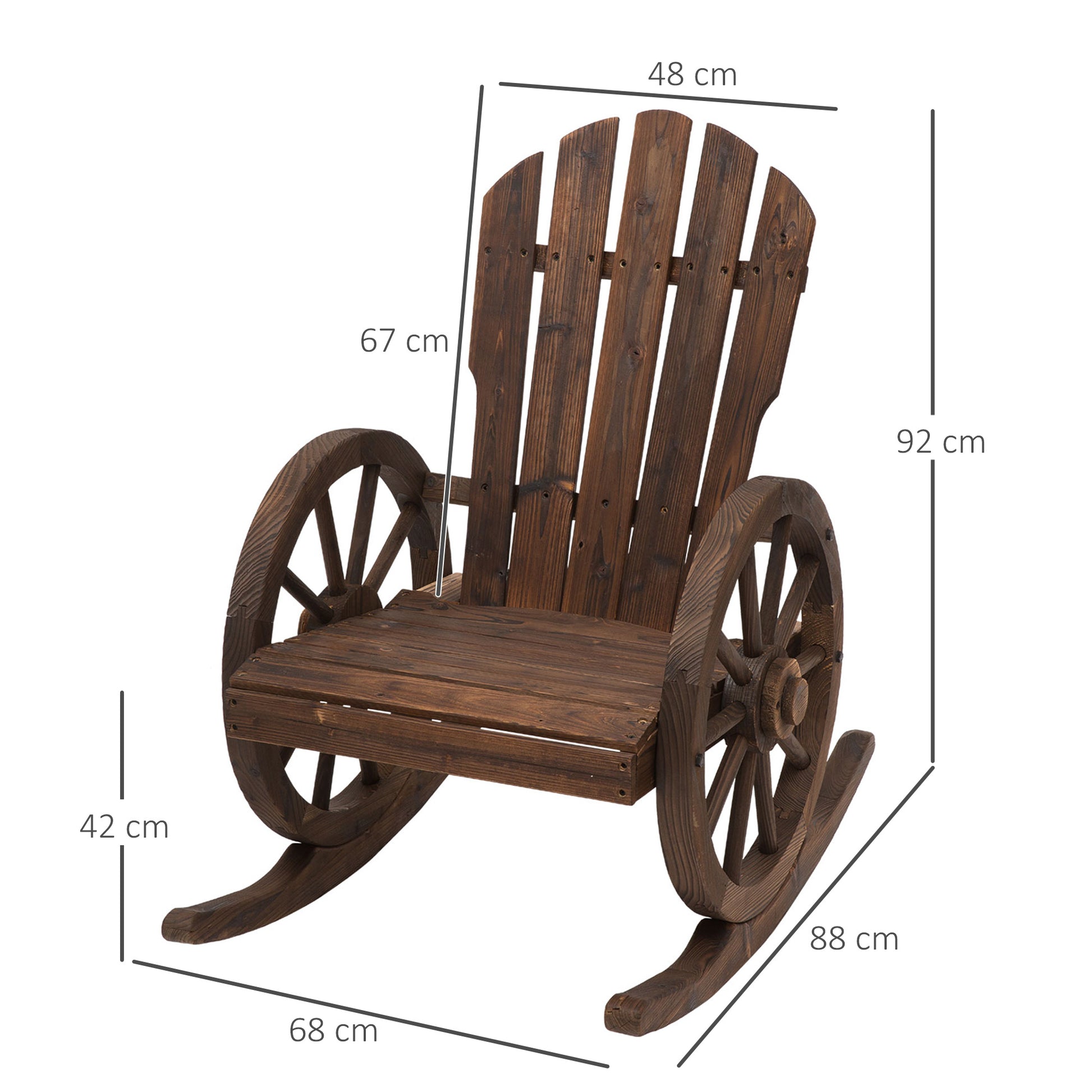Outsunny Mecedora Rústica de Madera Maciza para Exteriores Sillón Balancín de Terraza o Jardín 88x68x92 cm Color Madera Envejecida