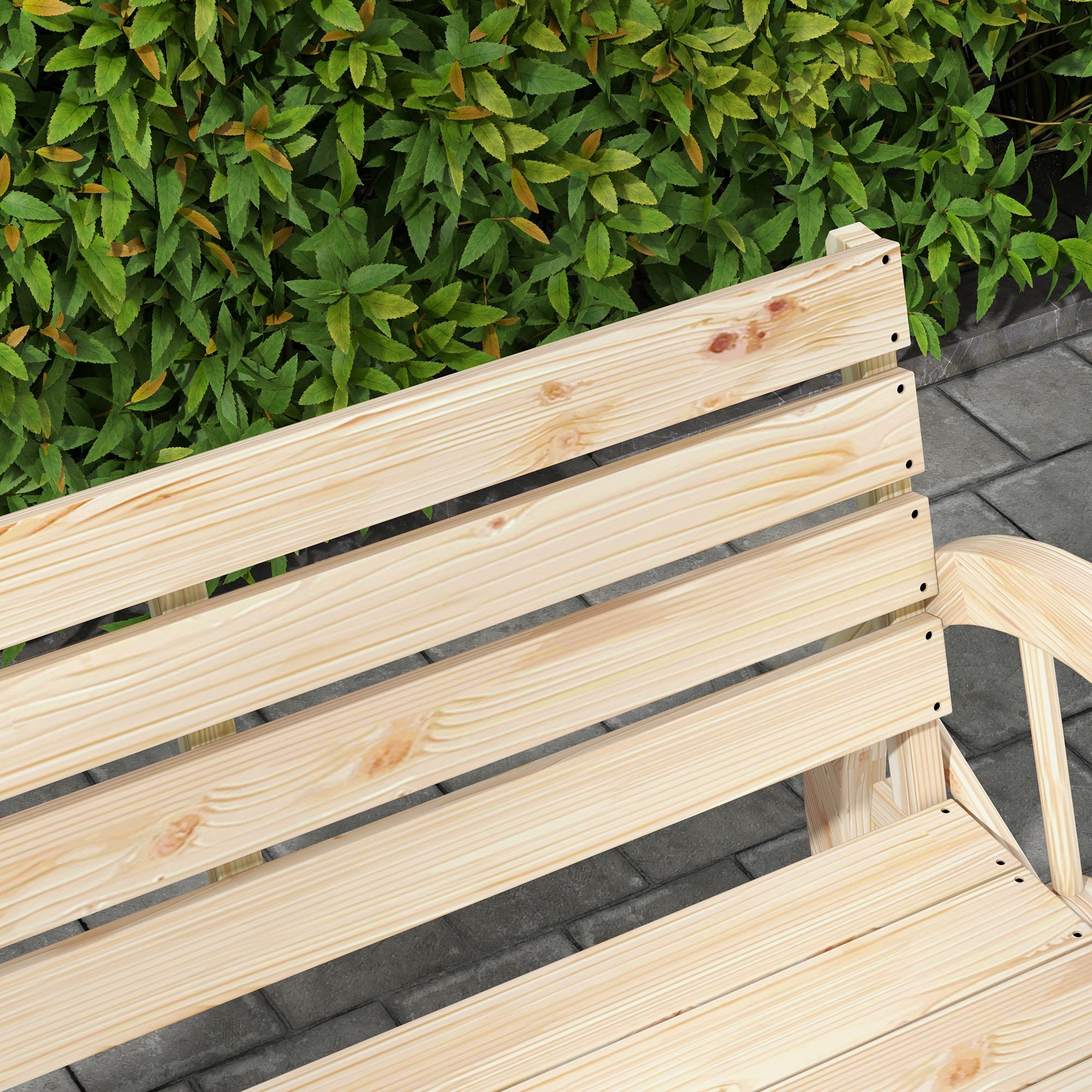 Outsunny Banco de Jardín de Madera, Banco de Exterior con Reposabrazos en Forma de Rueda, Estilo Rústico, Carga 240 kg, de 2 Plazas, para Patio, Terraza, 105,5x56x79 cm, Madera Natural