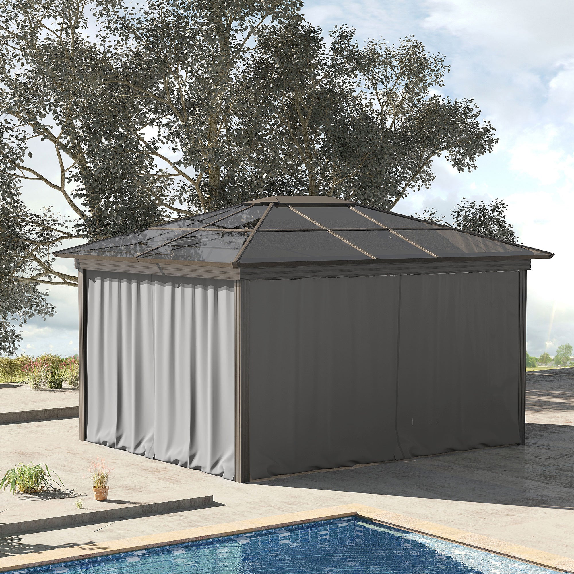 Outsunny 4 Paredes Laterales para Cenador 3x2 m Laterales de Carpa con Ganchos Cortinas sin Ventanas Reemplazo Lateral para Carpa de Jardín Exterior Fiesta Gris Claro