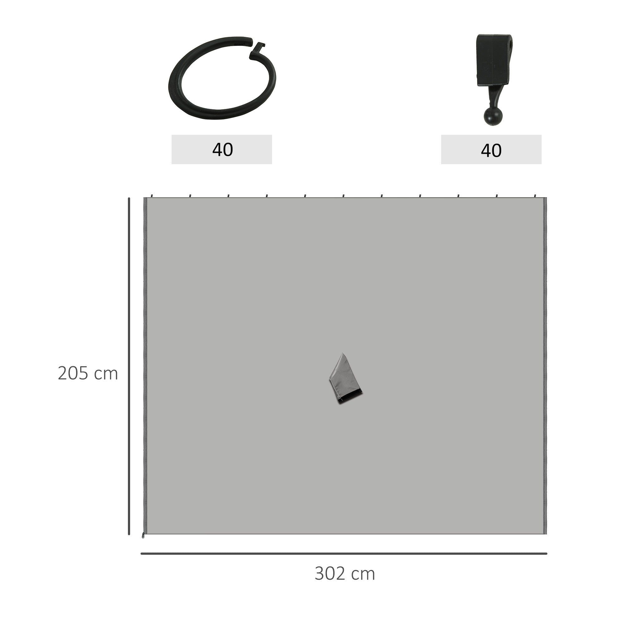 Outsunny 4 Paredes Laterales para Cenador 3x2 m Laterales de Carpa con Ganchos Cortinas sin Ventanas Reemplazo Lateral para Carpa de Jardín Exterior Fiesta Gris Claro