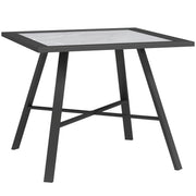 Outsunny Mesa Auxiliar Cuadrada Mesa de Jardín Exterior con Encimera de Aspecto Piedra Mesa para Exterior Terraza Patio 55x55x46 cm Negro y Gris