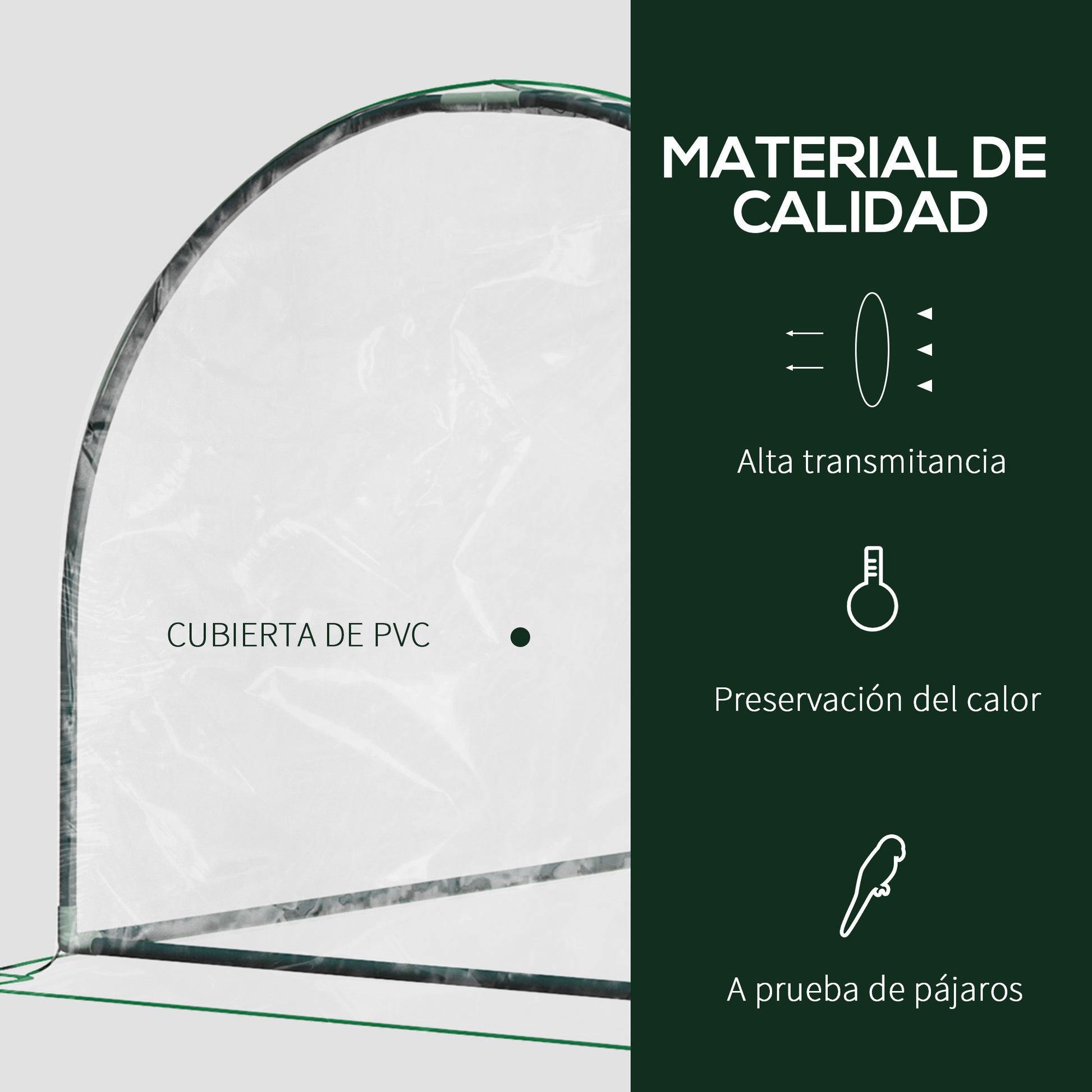 Outsunny Invernadero de Exterior 200x100x80 cm Invernadero de Jardín Tipo Túnel con Marco de Acero y Cubierta de PVC para Cultivo de Plantas Tomates Transparente