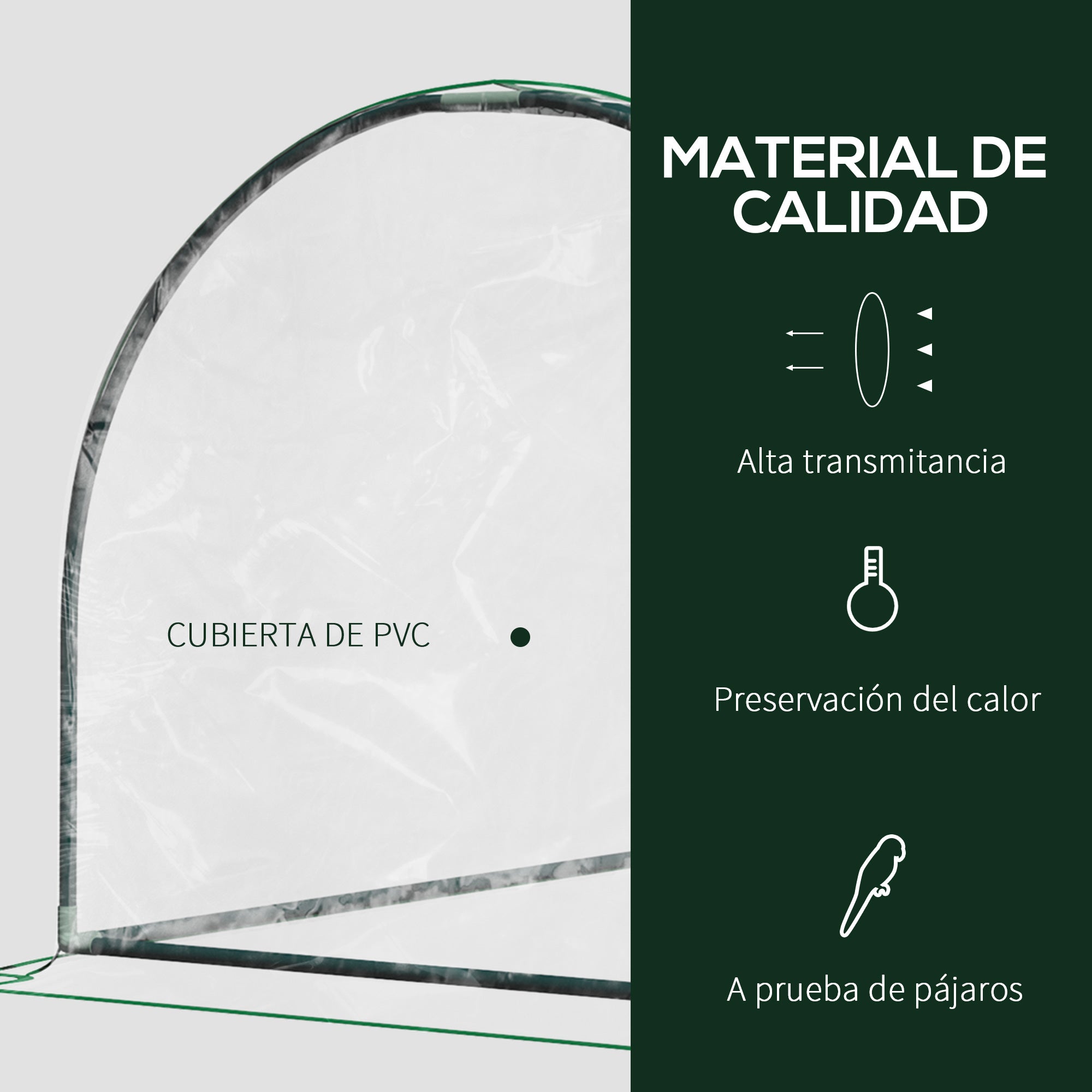 Outsunny Invernadero de Exterior 200x100x80 cm Invernadero de Jardín Tipo Túnel con Marco de Acero y Cubierta de PVC para Cultivo de Plantas Tomates Transparente