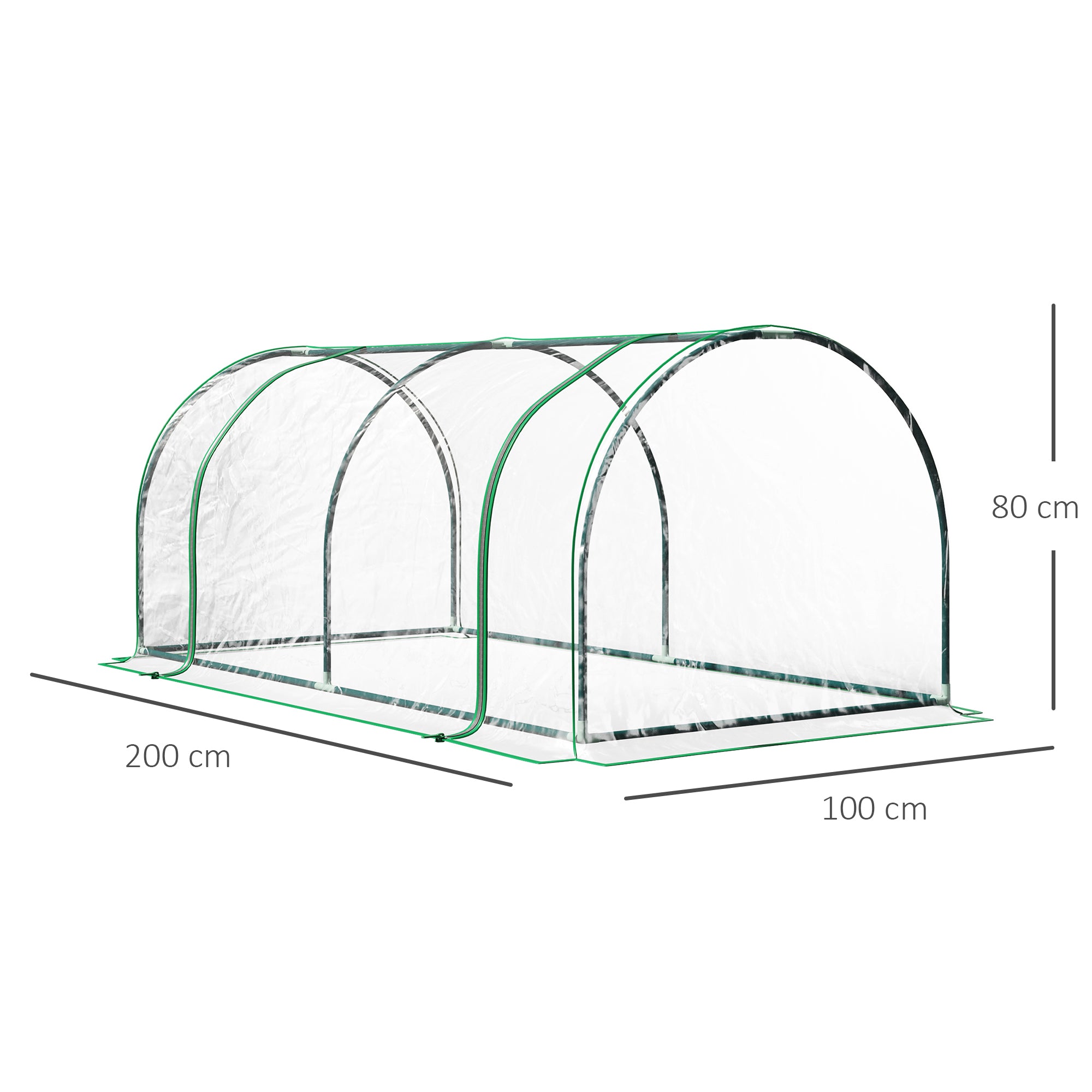Outsunny Invernadero de Exterior 200x100x80 cm Invernadero de Jardín Tipo Túnel con Marco de Acero y Cubierta de PVC para Cultivo de Plantas Tomates Transparente