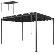 Outsunny Pérgola de Jardín 3x4 m, Cenador de Jardín con Techo de Lamas Orientables, Estructura de Metal, Protección UPF50+, Pabellón para Exterior, Patio, Terraza, Gris Oscuro
