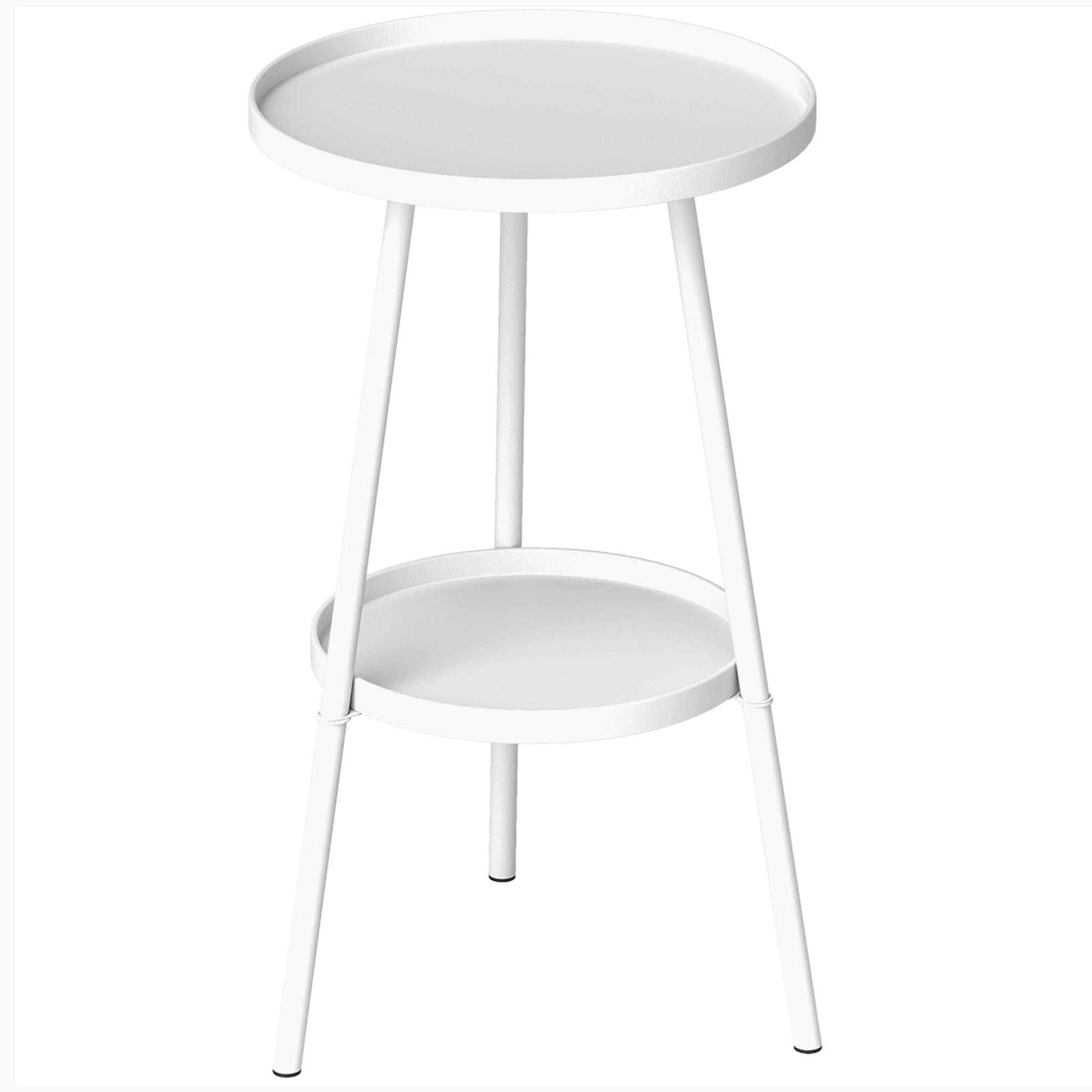 Outsunny Mesa de Jardín Redonda de 2 Niveles Mesa de Terraza Exterior Ø32x51 cm con Bandeja Inferior y Estructura de Metal para Exterior e Interior Blanco