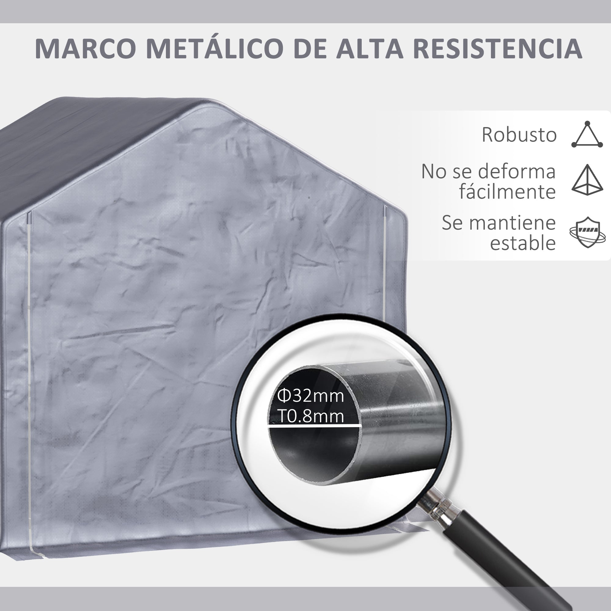 Outsunny Carpa para Herramientas Bicicletas y Motos 2x2x2 m Garaje Portátil con 1 Puerta con Cremallera 1 Cubierta de PE Impermeable Anti-UV y Marco de Acero Cochera Portátil para Jardín Gris
