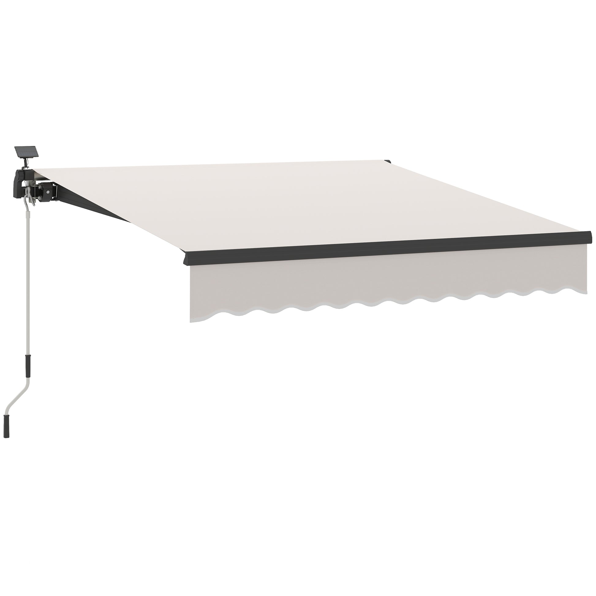 Outsunny Toldo Manual Retráctil 3x2,5 m con Luces LED Solares Toldo para Balcón con Manivela de Aluminio y Protección UV50+ para Jardín Terraza Ventanas Crema