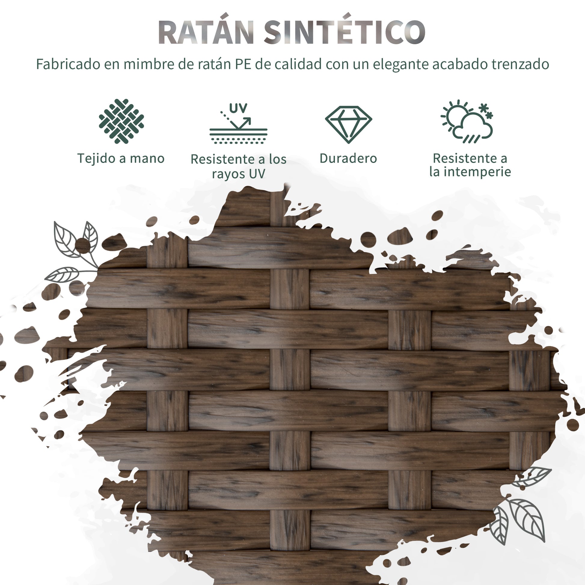 Outsunny Conjunto de Muebles de Jardín de Ratán 7 Piezas Juego de Comedor Exterior Incluye 6 Sillas con Cojines y Mesa de Vidrio Templado Marrón