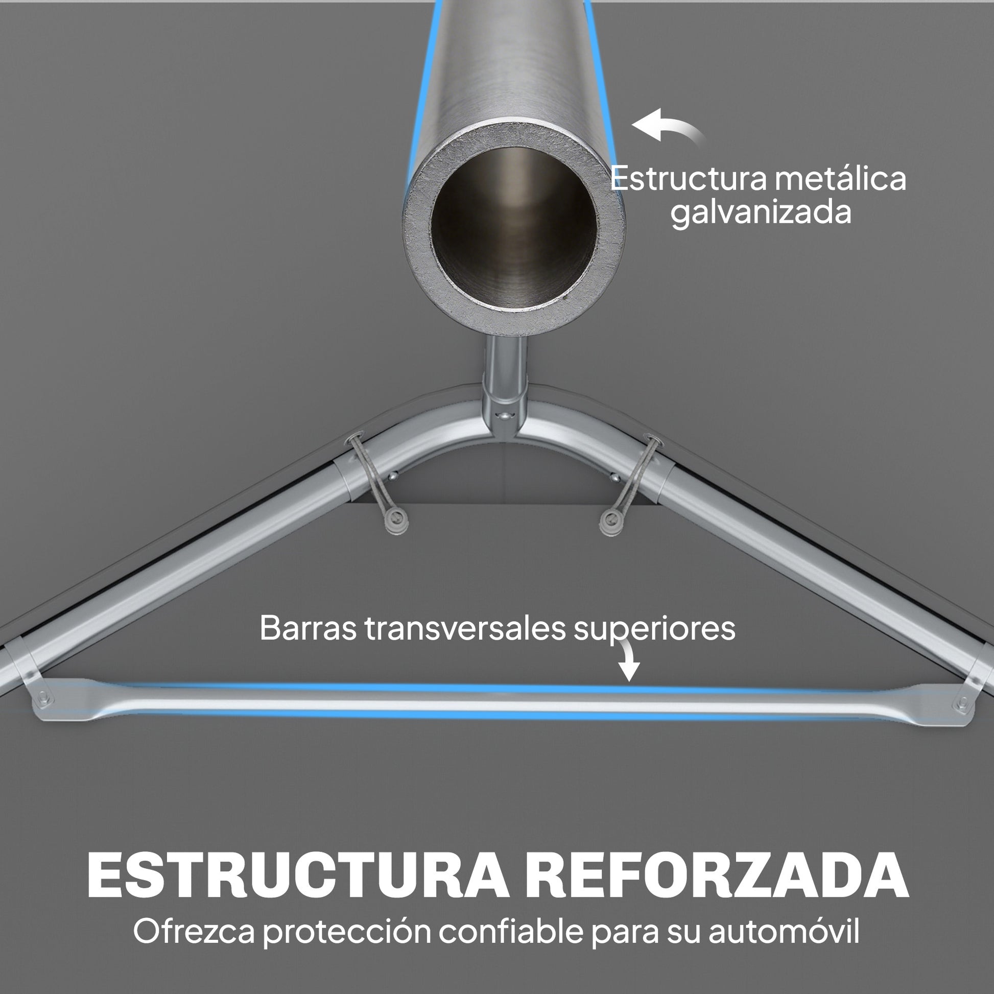 Outsunny Carpa Garaje Portátil 3x6 m Garaje Exterior para Coche Impermeable con 2 Puertas Enrollables y 6 Ventanas Malla Altura Ajustable Marco Acero Galvanizado UPF30+ Cobertizo de Almacenaje Blanco