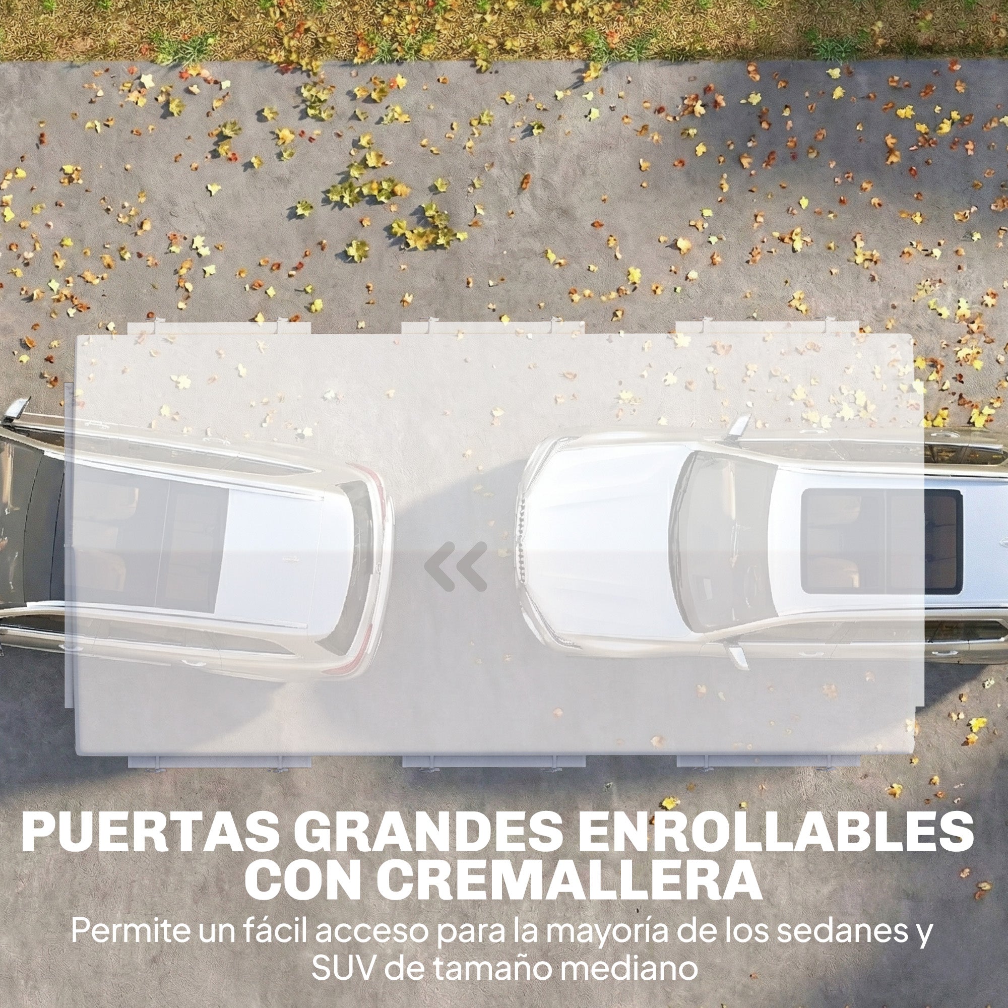 Outsunny Carpa Garaje Portátil 3x6 m Garaje Exterior para Coche Impermeable con 2 Puertas Enrollables y 6 Ventanas Malla Altura Ajustable Marco Acero Galvanizado UPF30+ Cobertizo de Almacenaje Blanco