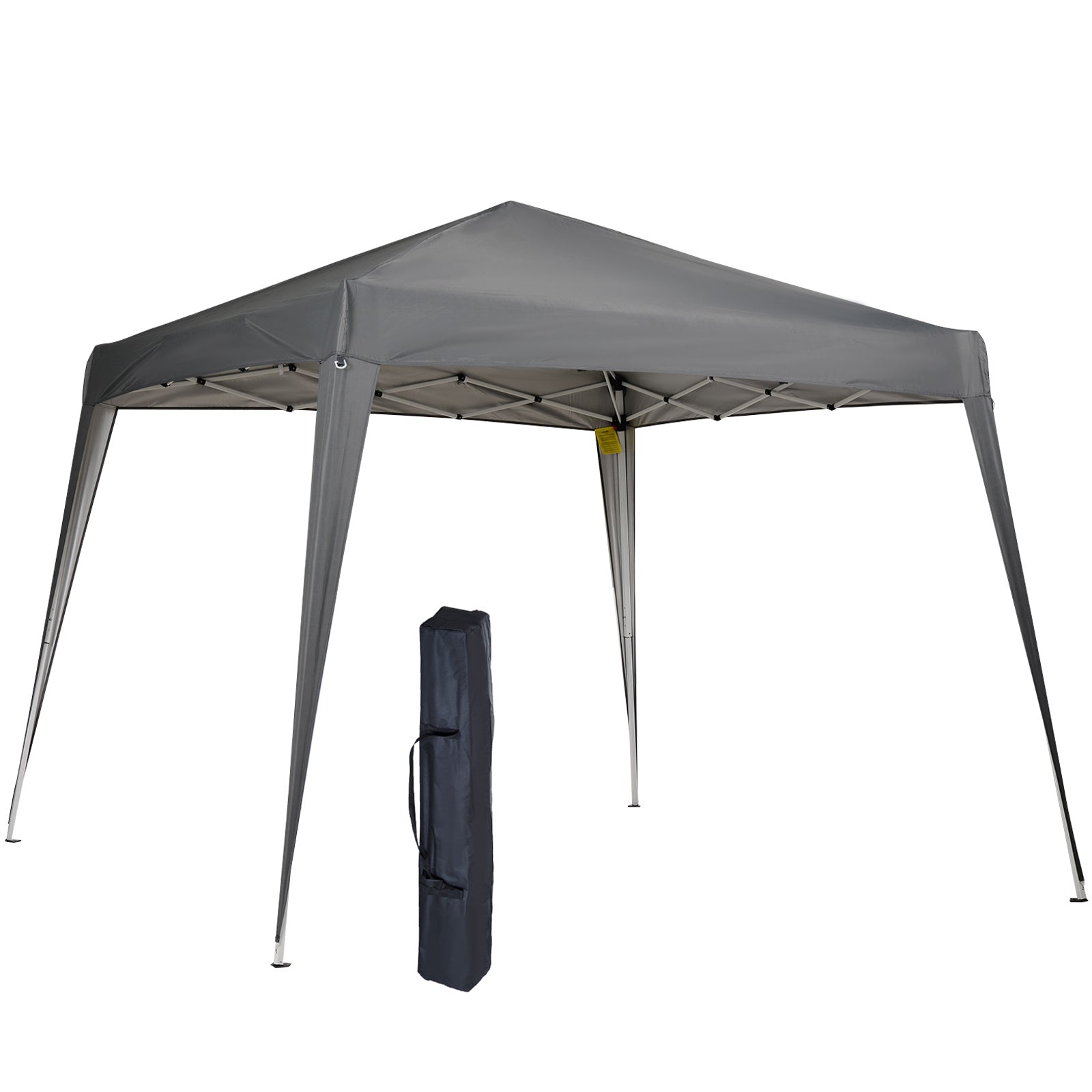 Outsunny Carpa Plegable 2,4x2,4m Cenador de Jardín Impermeable Diseño Pop Up de Acero y Cubierta de Tela Oxford Gazebo para Exterior Gris