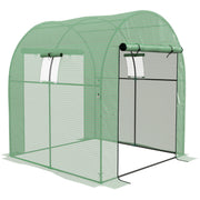 Outsunny Invernadero de Exterior, Invernadero de Túnel con 2 Puertas Enrollables, 2 Ventanas de Malla, Cubierta PE 135g/m², Anti-UV, Marco de Acero, para Cultivos, Plantas, 180x180x200 cm, Verde