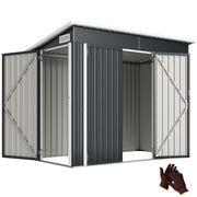 Outsunny Caseta de Jardín Exterior 2,7 m², 234x132x185 cm, Cobertizo de Jardín Exterior Metálico con Triple Puerta, Cerradura, Techo Inclinado y Ventilación para Almacenamiento de Herramientas, Gris