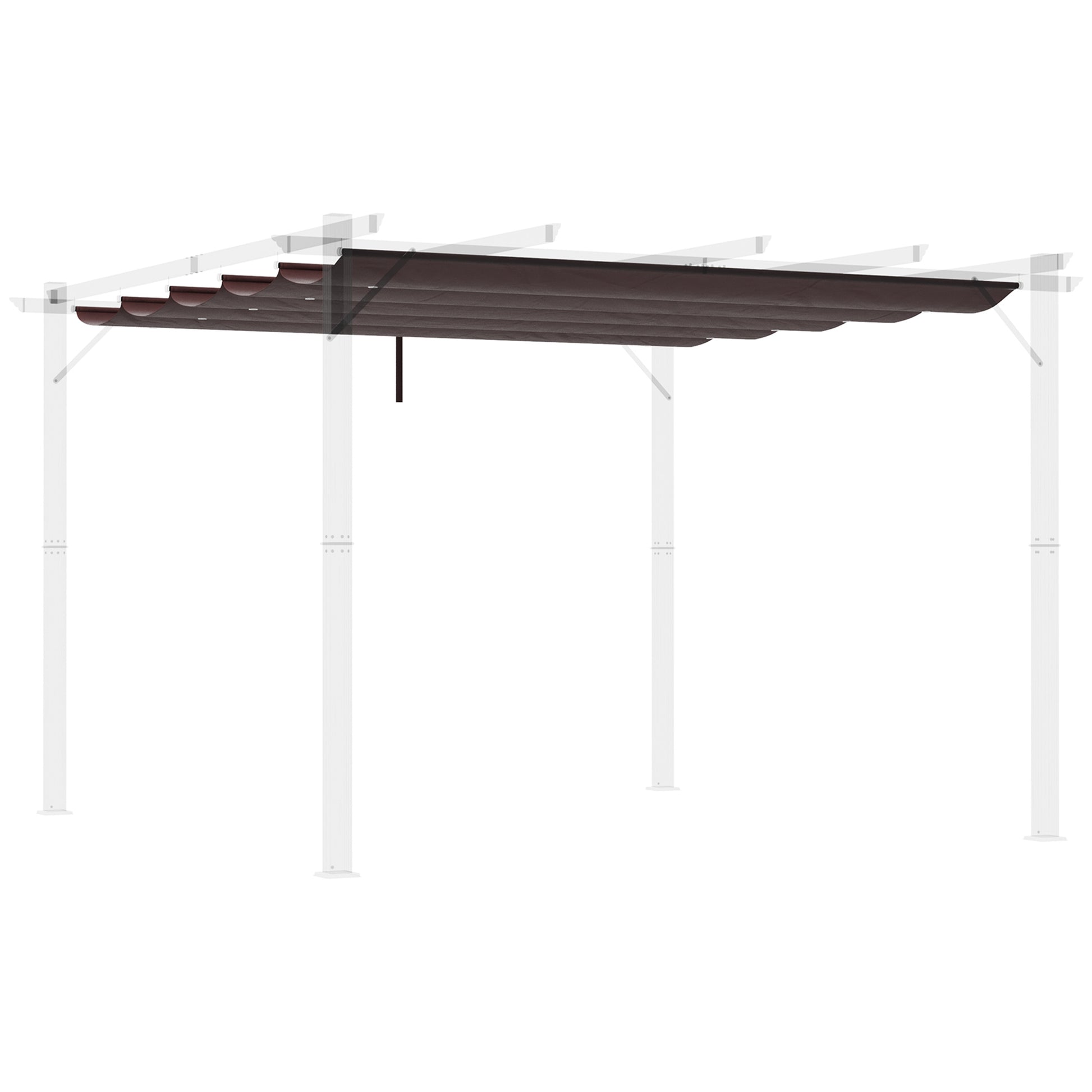 Outsunny Techo de Pérgola 2,5x2,55 m Techo de Repuesto Retráctil para Sombrilla Toldo de Tela para Cenador Jardín con 10 Orificios de Drenaje Café