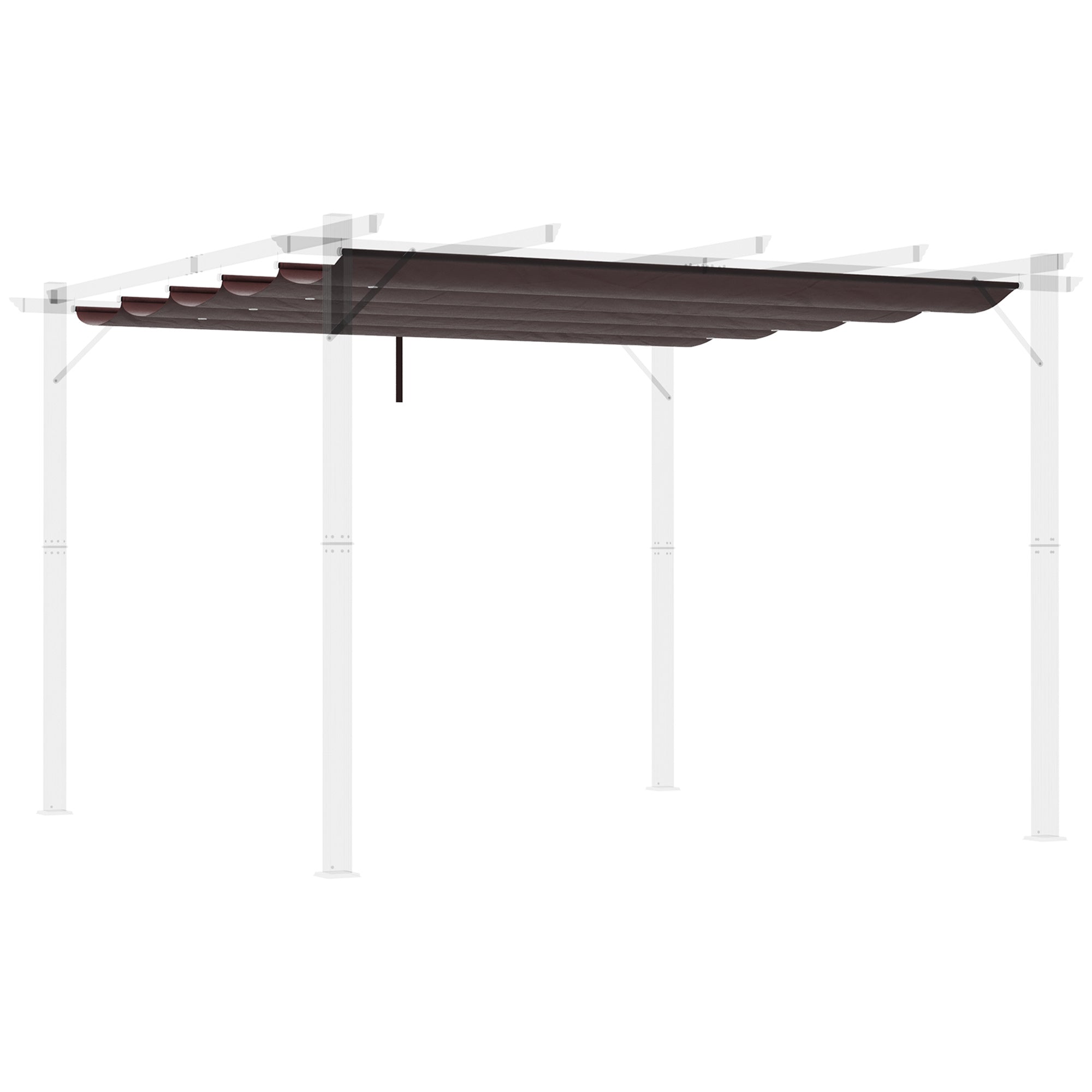 Outsunny Techo de Pérgola 2,5x2,55 m Techo de Repuesto Retráctil para Sombrilla Toldo de Tela para Cenador Jardín con 10 Orificios de Drenaje Café