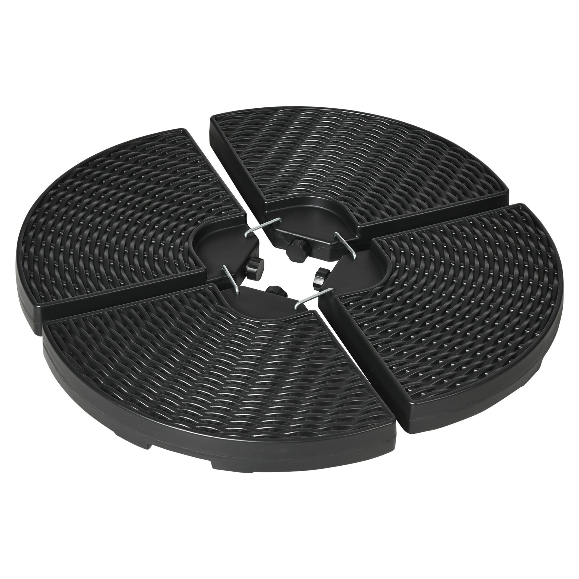 Outsunny Base para Sombrilla de 4 Piezas Soporte para Parasol Rellenable con Arena 68 kg o Agua 52 L para Jardín Patio Terraza Negro