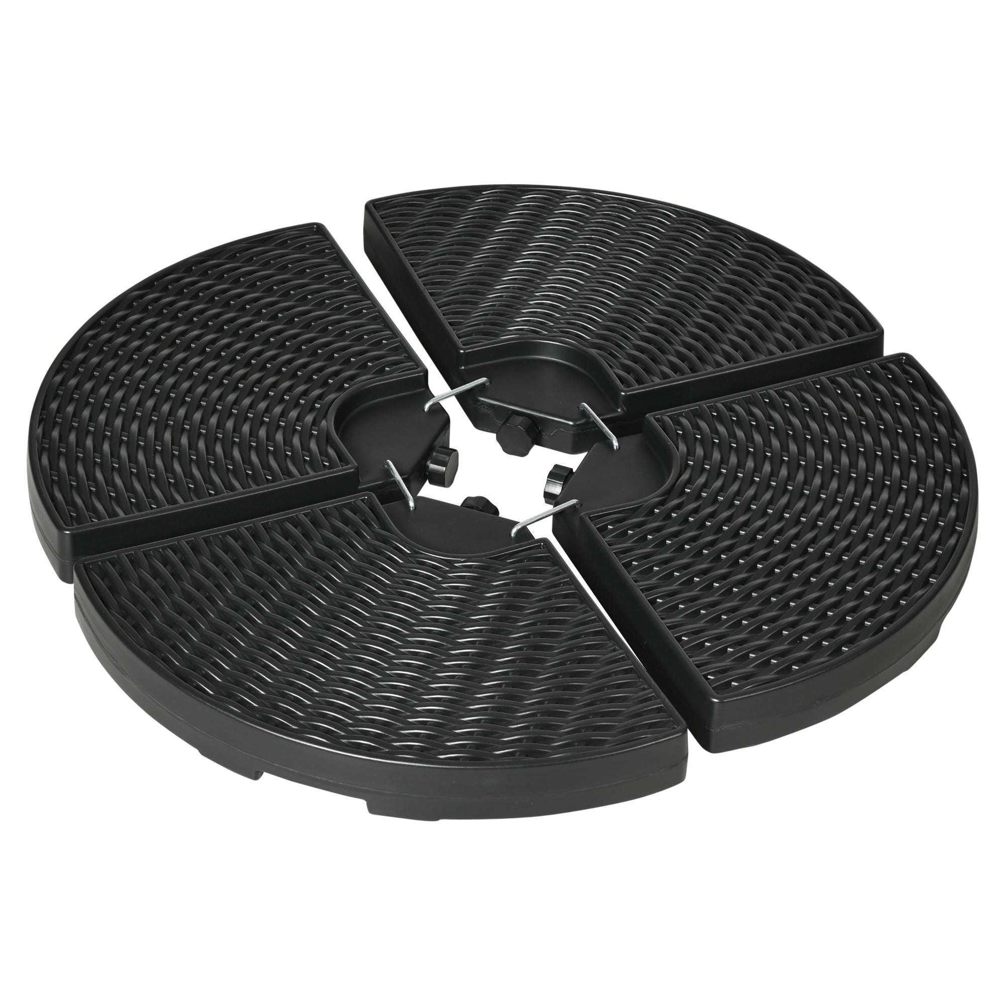 Outsunny Base para Sombrilla de 4 Piezas Soporte para Parasol Rellenable con Arena 68 kg o Agua 52 L para Jardín Patio Terraza Negro