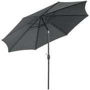 Outsunny Sombrilla de Jardín Ø295x250 cm con Manivela Parasol Exterior con Mecanismo de Inclinación y Poste Desmontable de Metal para Terraza Piscina Patio Gris Oscuro