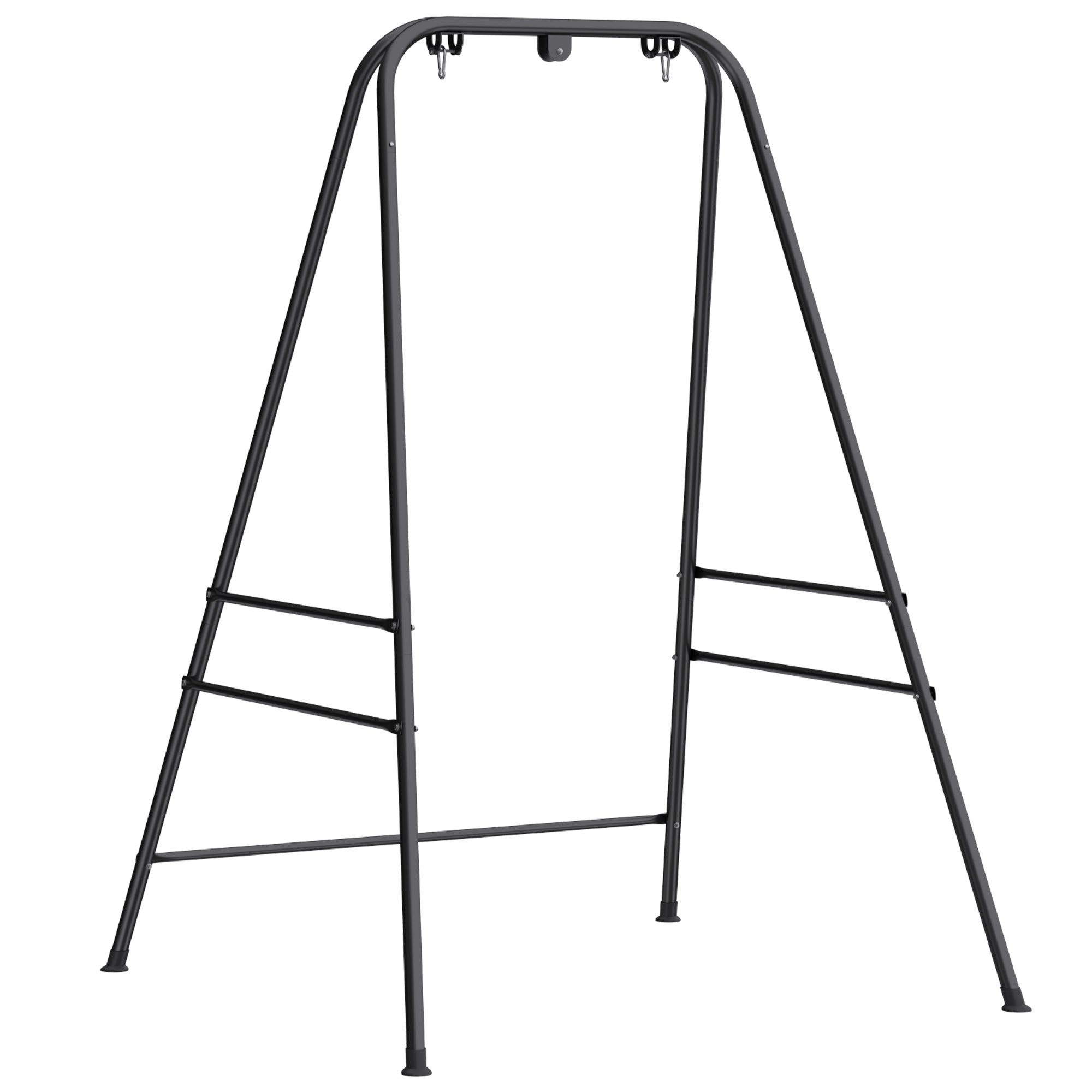 Outsunny Soporte para Silla Colgante y Hamaca, 183 cm, Soporte para Columpio con Estructura de Acero, Almohadillas Antideslizantes y 2 Mosquetones, para Interior y Exterior, Carga 150 kg, Negro