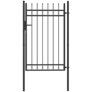 Outsunny Puerta de Jardín 147,5x89 cm Puerta para Valla de Barra de Acero Galvanizado con Asa Cerradura y 3 Llaves para Exterior Patio Negro