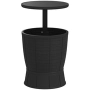 Outsunny Mesa Nevera para Exterior, 41 L, 3 en 1, Cool Bar, Mesa Auxiliar, Altura Ajustable 58-84 cm, con Cubo de Hielo, Tapa Superior Elevable, para Fiesta, Piscina, Jardín, Patio, Negro