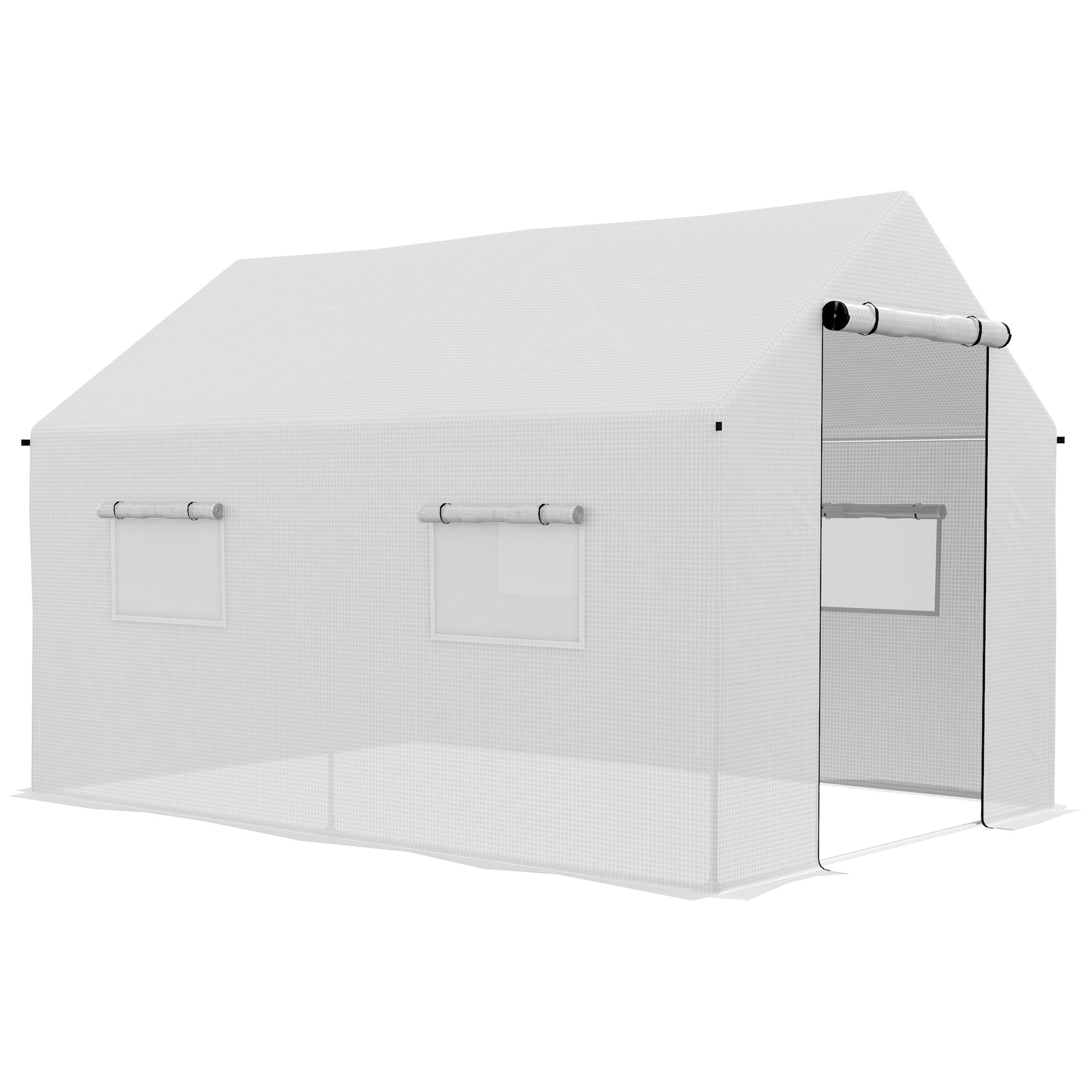 Outsunny Invernadero de Exterior 2x3x2 m Invernadero de Túnel con 4 Ventanas de Malla y Puerta con Cremallera Invernadero de Huerto Anti-UV para Patio Jardín Terraza Blanco