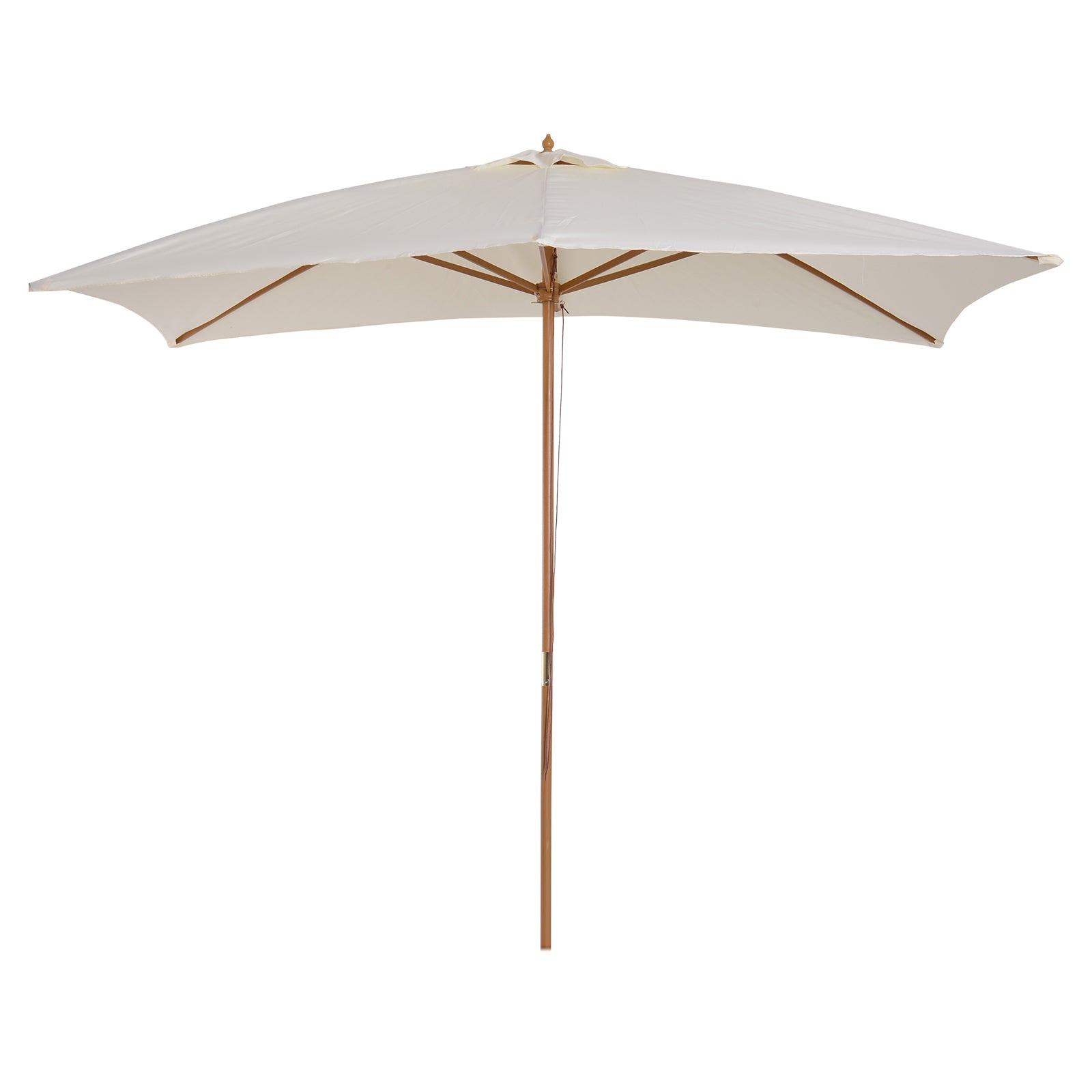 Outsunny Sombrilla Terraza Exterior 295x200 cm con Mástil de Madera Varillas de Bambú y Polea Parasol de Jardín Rectangular Impermeable para Patio o Terraza Estilo Clásico Crema