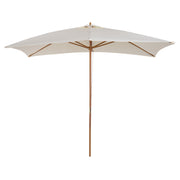 Outsunny Sombrilla Terraza Exterior 295x200 cm con Mástil de Madera Varillas de Bambú y Polea Parasol de Jardín Rectangular Impermeable para Patio o Terraza Estilo Clásico Crema