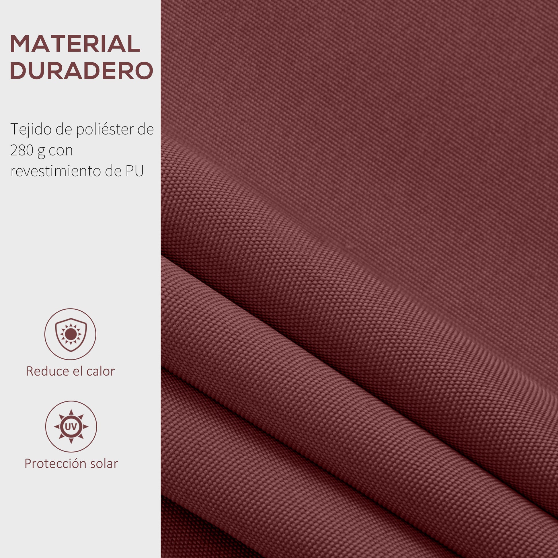 Outsunny Toldo Manual Retráctil 350x250 cm, Toldo Exterior Terraza con Ángulo Ajustable, Manivela, Estructura de Aluminio y Protección UV30+, para Jardín, Patio, Ventanas, Rojo Vino