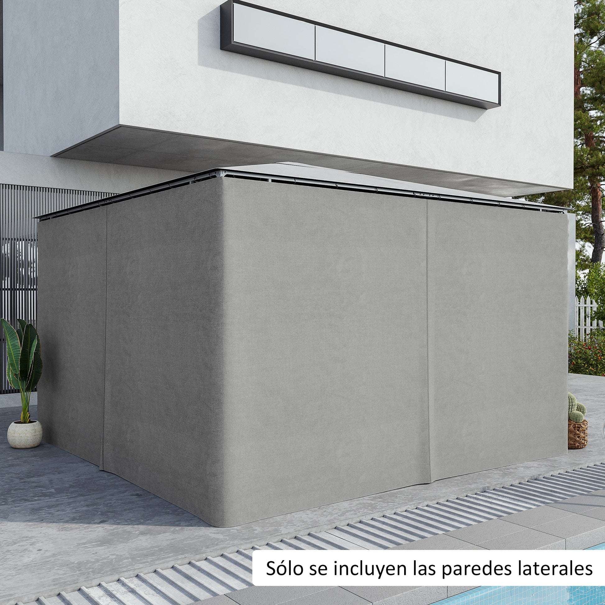 Outsunny 4 Paredes Laterales para Cenador 3,5x2 m Laterales de Carpa con Ganchos Cortinas sin Ventanas Reemplazo Lateral para Carpa de Jardín Exterior Fiesta Gris Claro