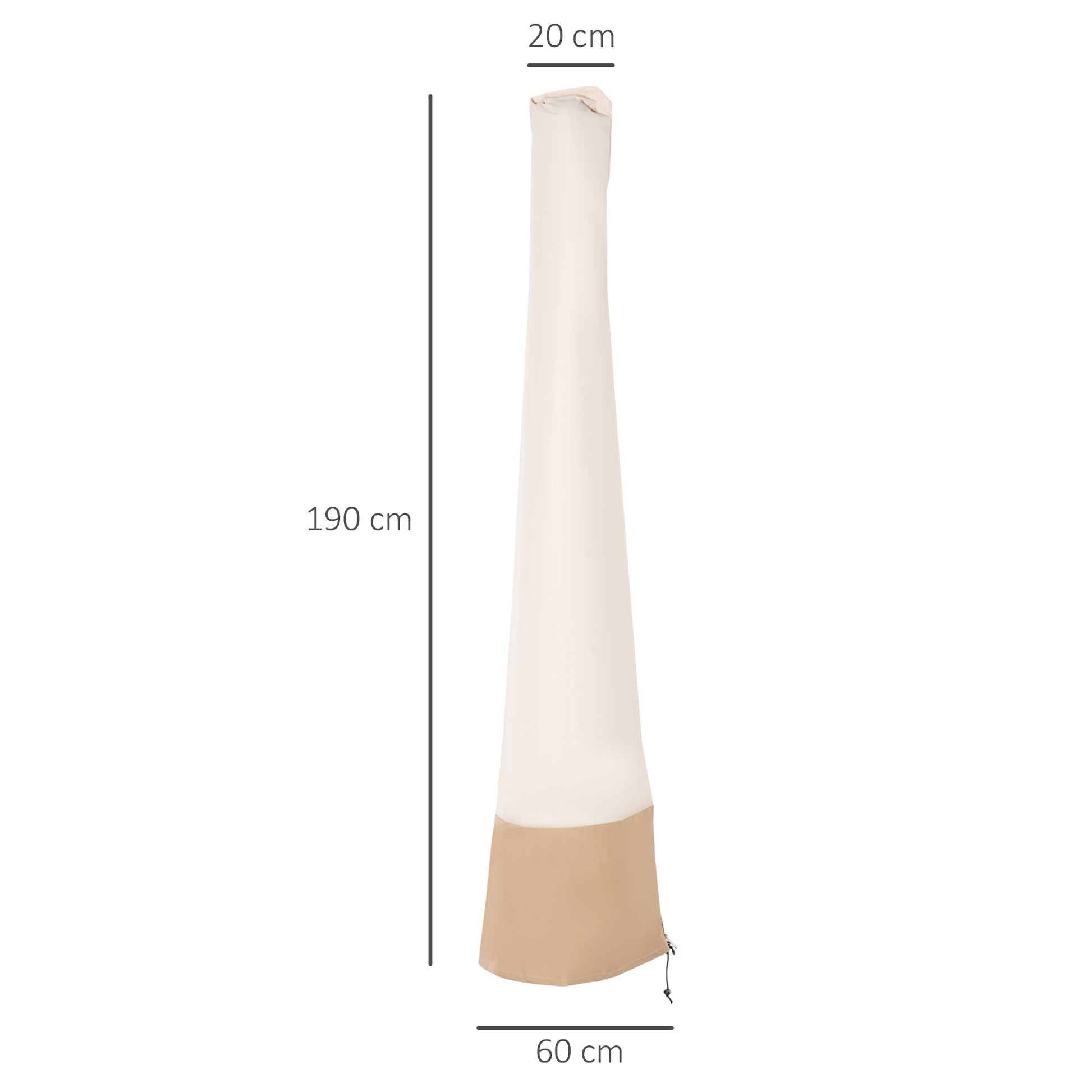 Outsunny Funda para Sombrilla de Jardín Impermeable de Tela Oxford 600D Ø60x190 cm Funda Protectora de Parasol con Banda Elástica y Cremallera para Patio Terraza Exterior Beige