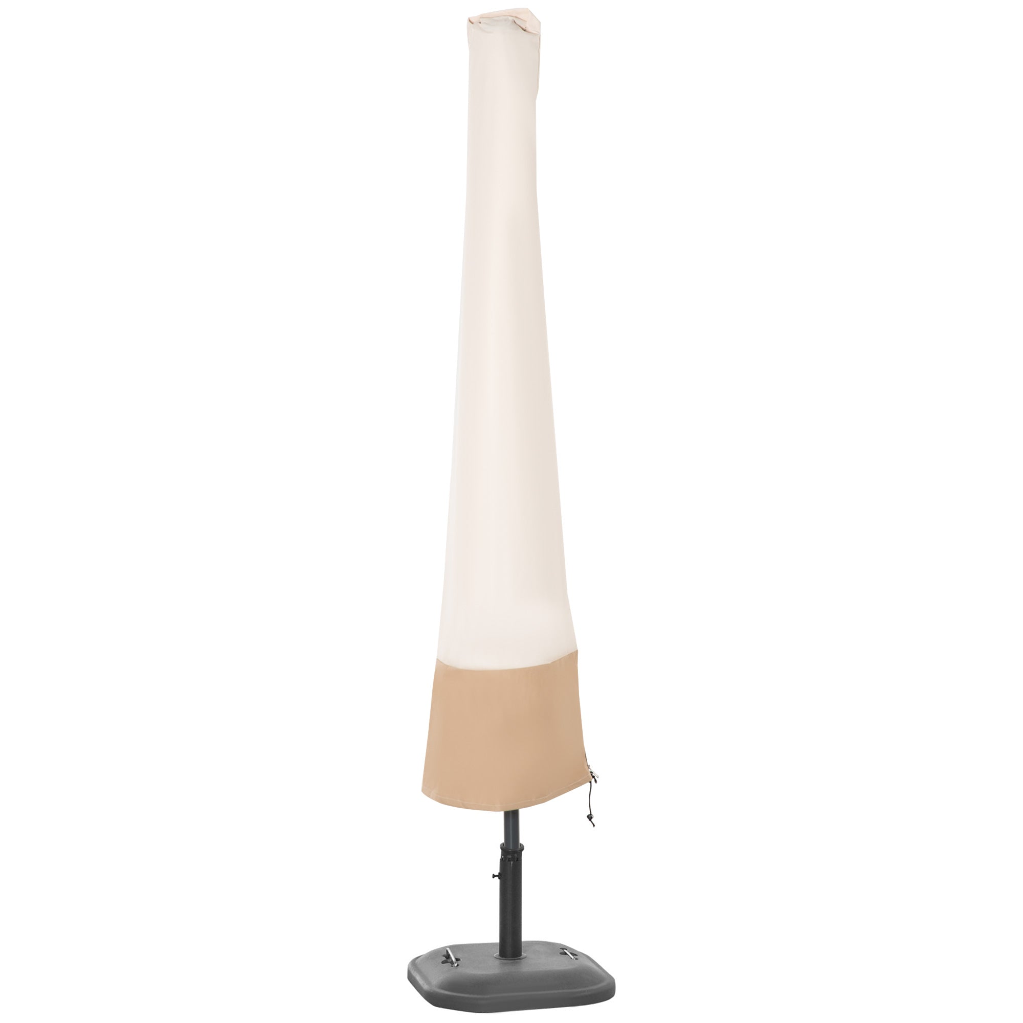 Outsunny Funda para Sombrilla de Jardín Impermeable de Tela Oxford 600D Ø60x190 cm Funda Protectora de Parasol con Banda Elástica y Cremallera para Patio Terraza Exterior Beige