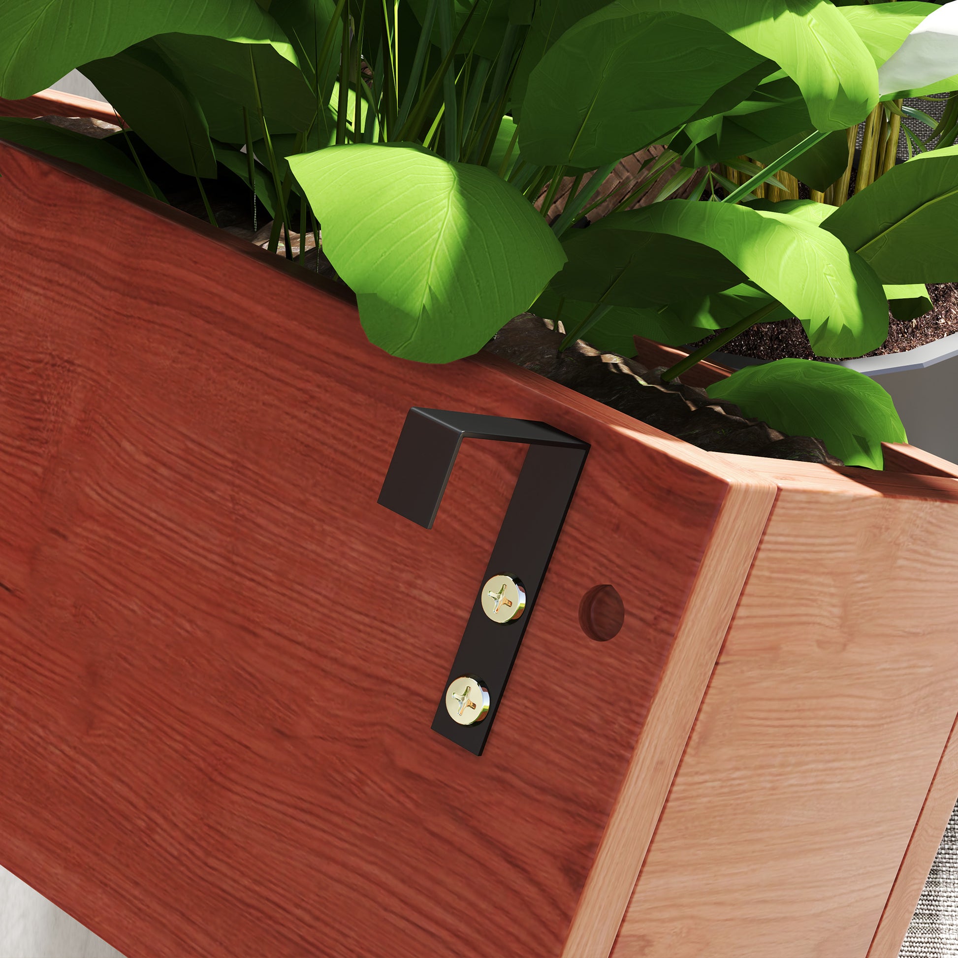 Outsunny Jardinera de Pared con Enrejado, Jardinera Exterior Grande de Madera con 3 Macetas Móviles y Orificio de Drenaje, para Exterior, Jardín, Terraza, Patio, 60x16x80 cm, Marrón