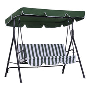 Outsunny Columpio de Jardín de 3 Plazas Balancín Exterior con Techo Ajustable y Marco de Acero para Balcón Terraza Patio Carga 200 kg 172x110x153 cm Verde