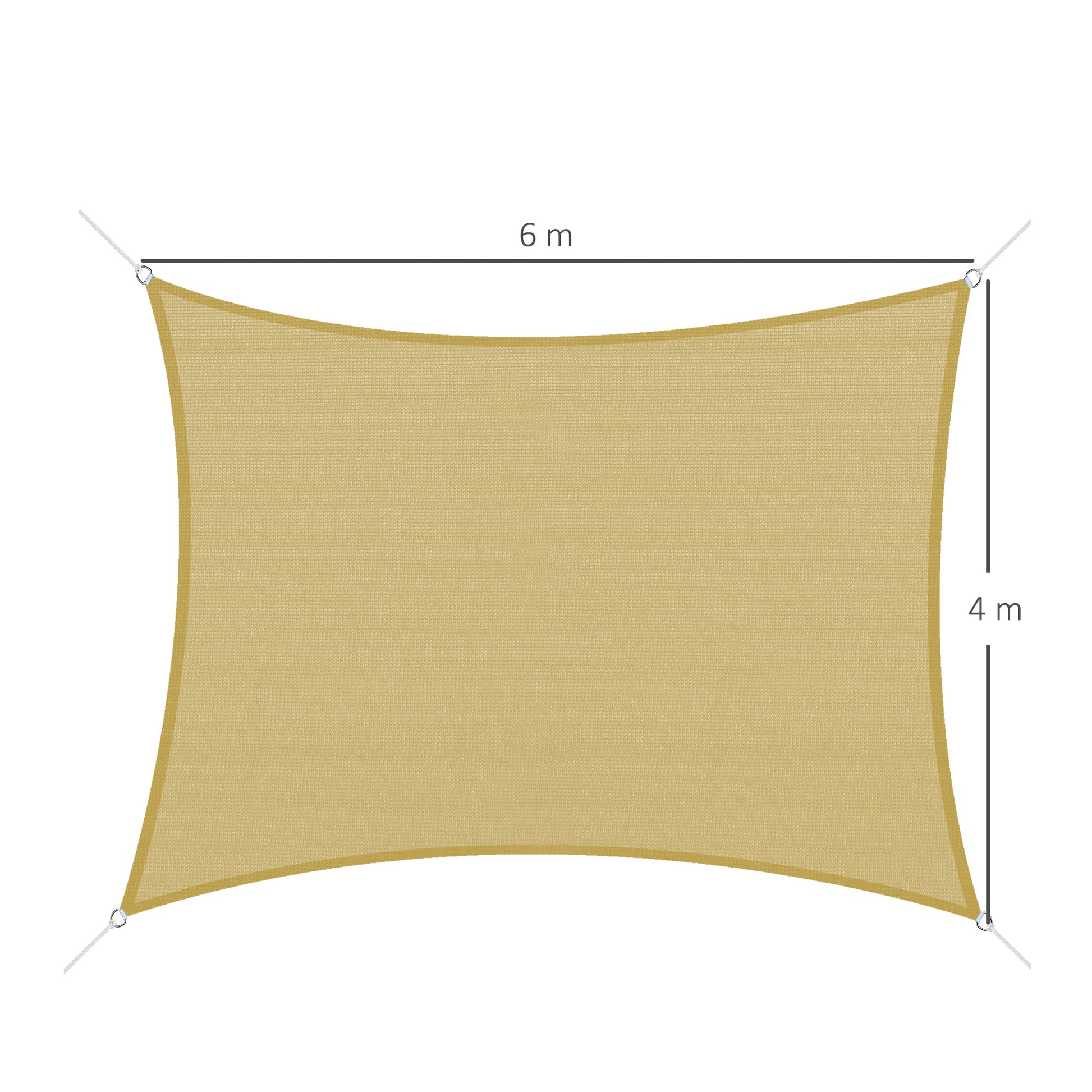 Outsunny Toldo Vela de Sombra Rectangular 6x4 m Toldo de Terraza Protección Rayos UV para Exterior Patio Jardín Beige