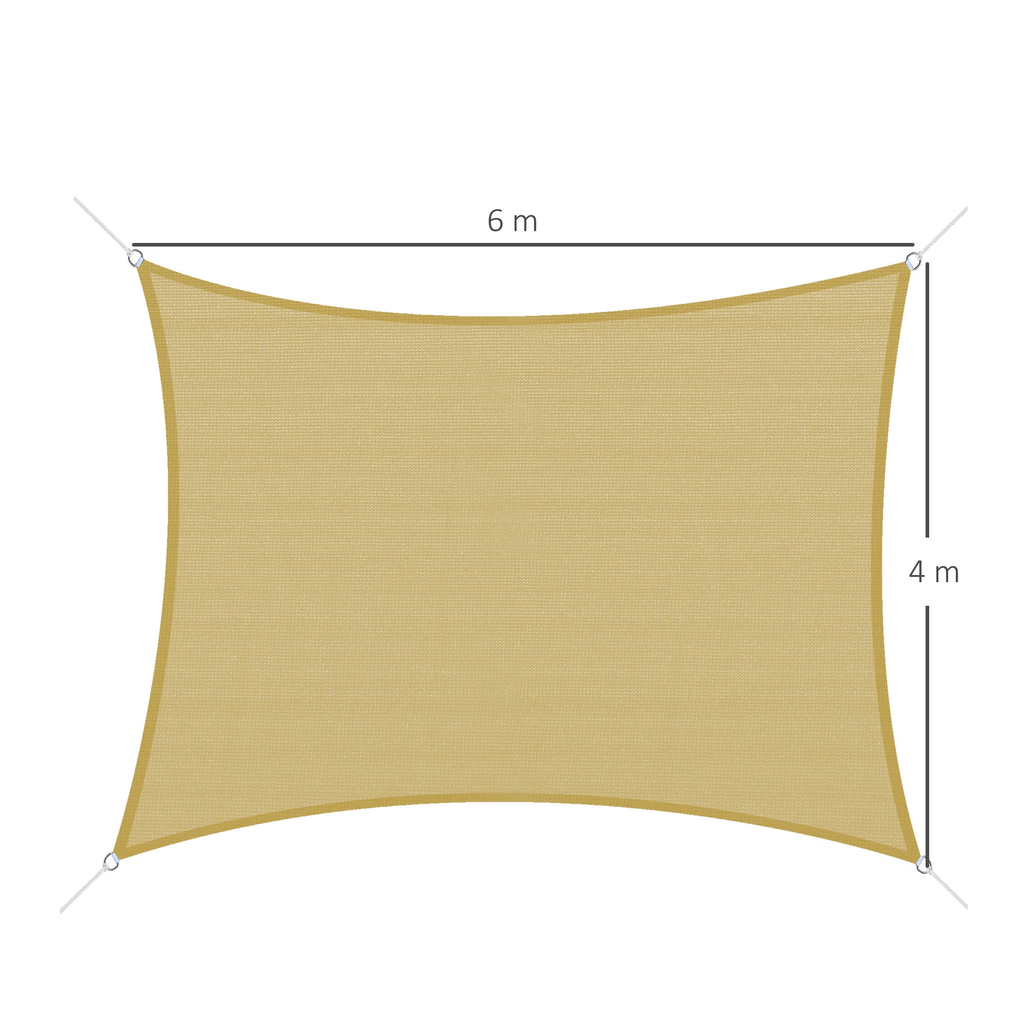 Outsunny Toldo Vela de Sombra Rectangular 6x4 m Toldo de Terraza Protección Rayos UV para Exterior Patio Jardín Beige