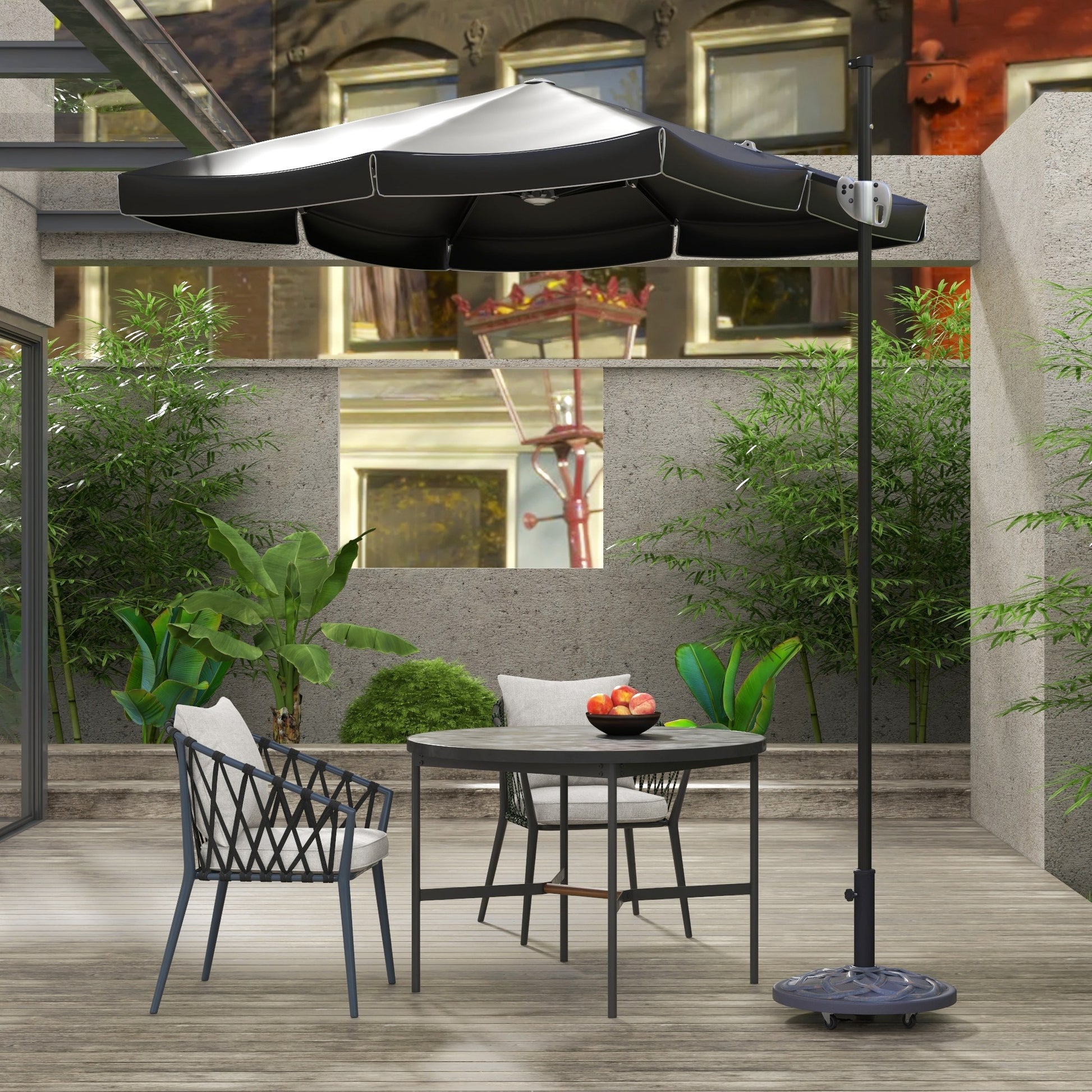Outsunny Base de Sombrilla Peso 25 kg Soporte para Parasol Redondo de Metal y Cemento para Poste de Parasol de Ø34/38/48 mm con 4 Ruedas para Terraza Jardín Playa Ø52x38 cm Bronce