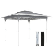 Outsunny Carpa Plegable 3,5x3,5 m, Pop-up, Cenador Pabellón de Jardín con Doble Techo, Cierre Central, UPF50+, Altura Ajustable de 3 Niveles y Bolsa de Transporte, Gazebo para Fiestas, Exterior, Gris