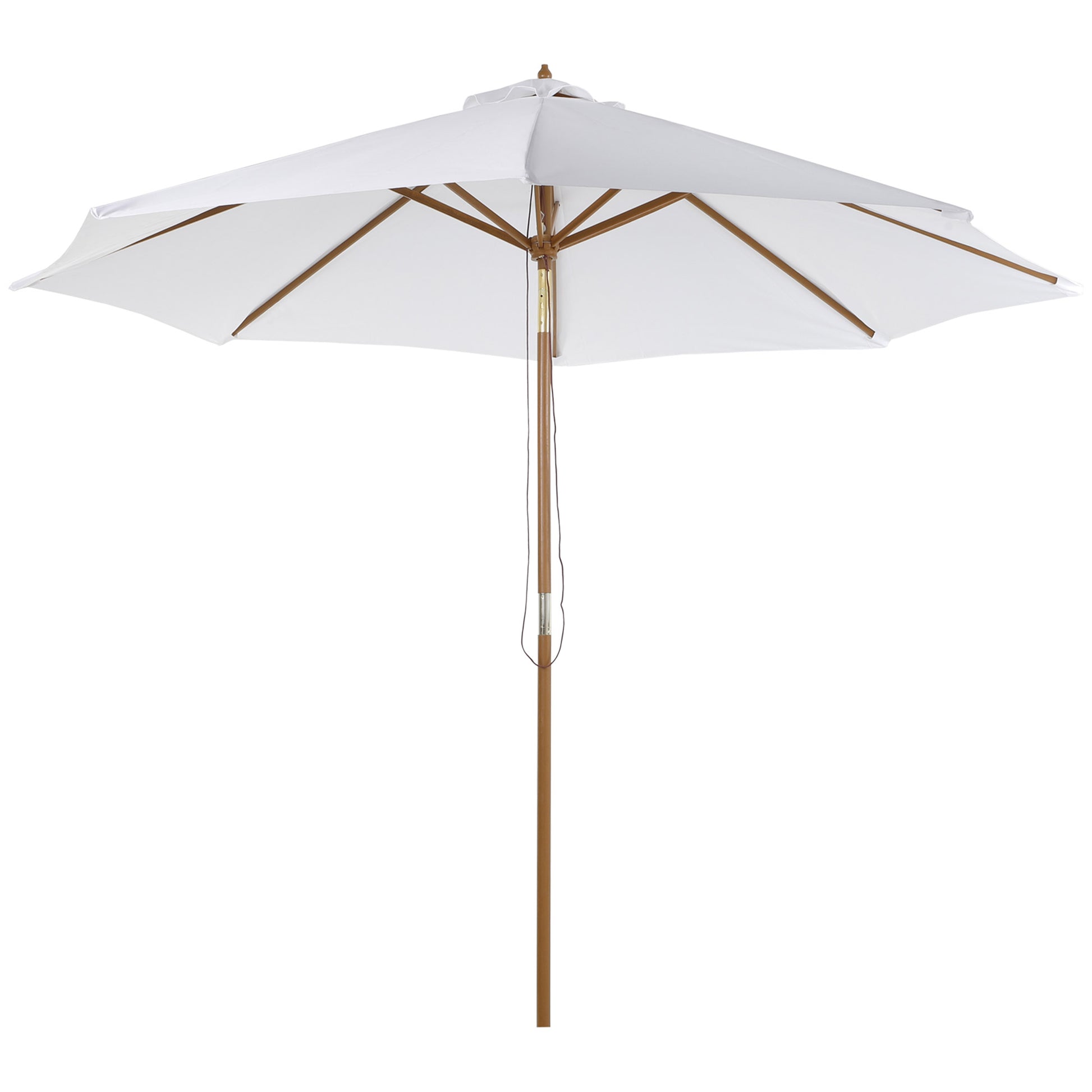 Outsunny Sombrilla Parasol de Madera Grande Ø300x250cm para Exterior Jardín Patio Altura Ajustable en 3 Niveles Desmontable Portátil Fácil de Guardar y Transportar Color Marfil