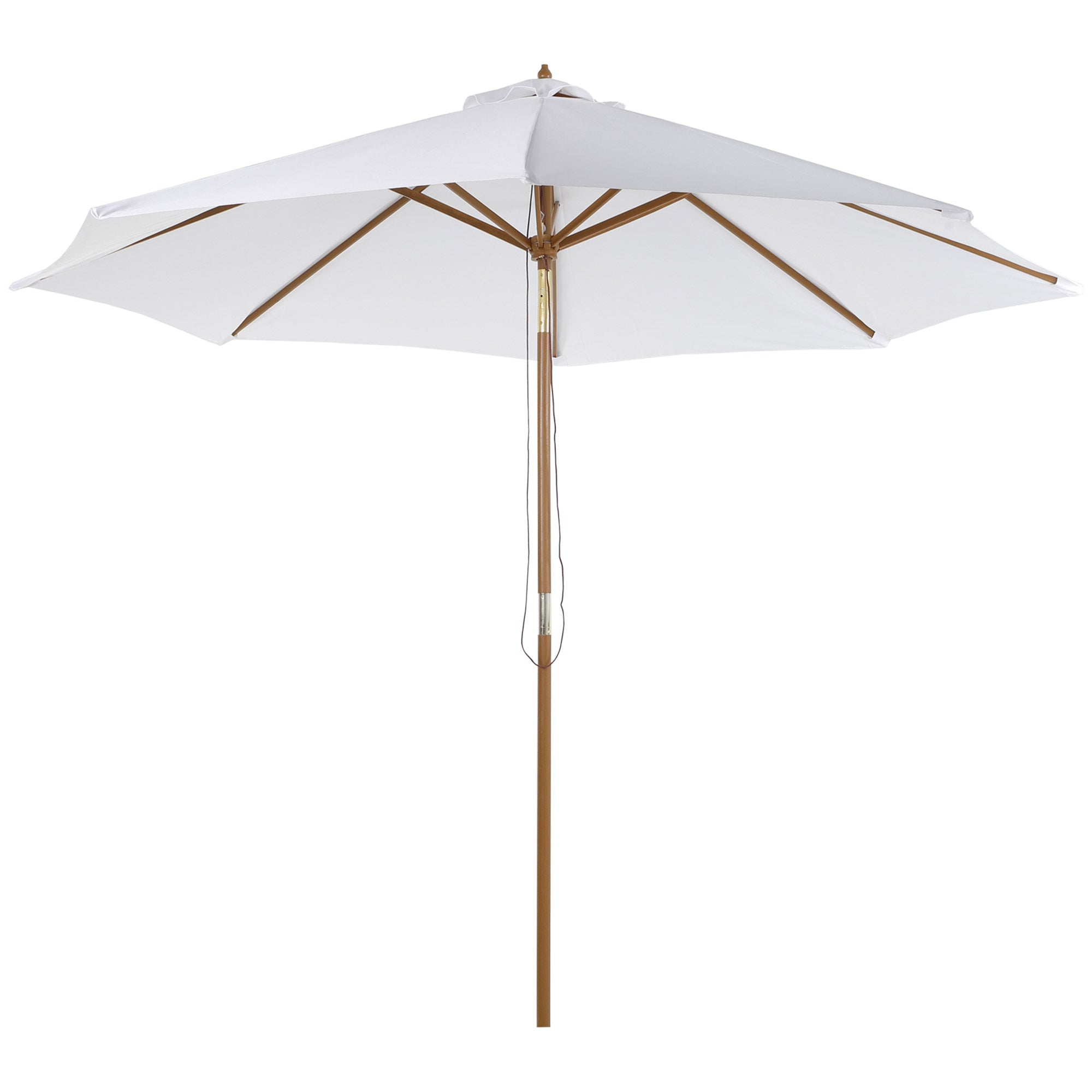 Outsunny Sombrilla Parasol de Madera Grande Ø300x250cm para Exterior Jardín Patio Altura Ajustable en 3 Niveles Desmontable Portátil Fácil de Guardar y Transportar Color Marfil