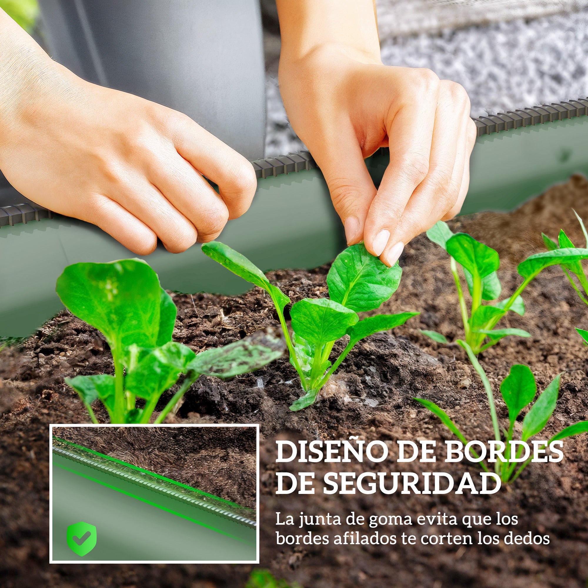 Outsunny Jardinera Exterior Grande de Acero Galvanizado, Huerto Urbano para Cultivar Plantas, Macetero Exterior con Bordes de Seguridad, Fácil Montaje, Resistente a la Intemperie, 150x62x30 cm, Verde